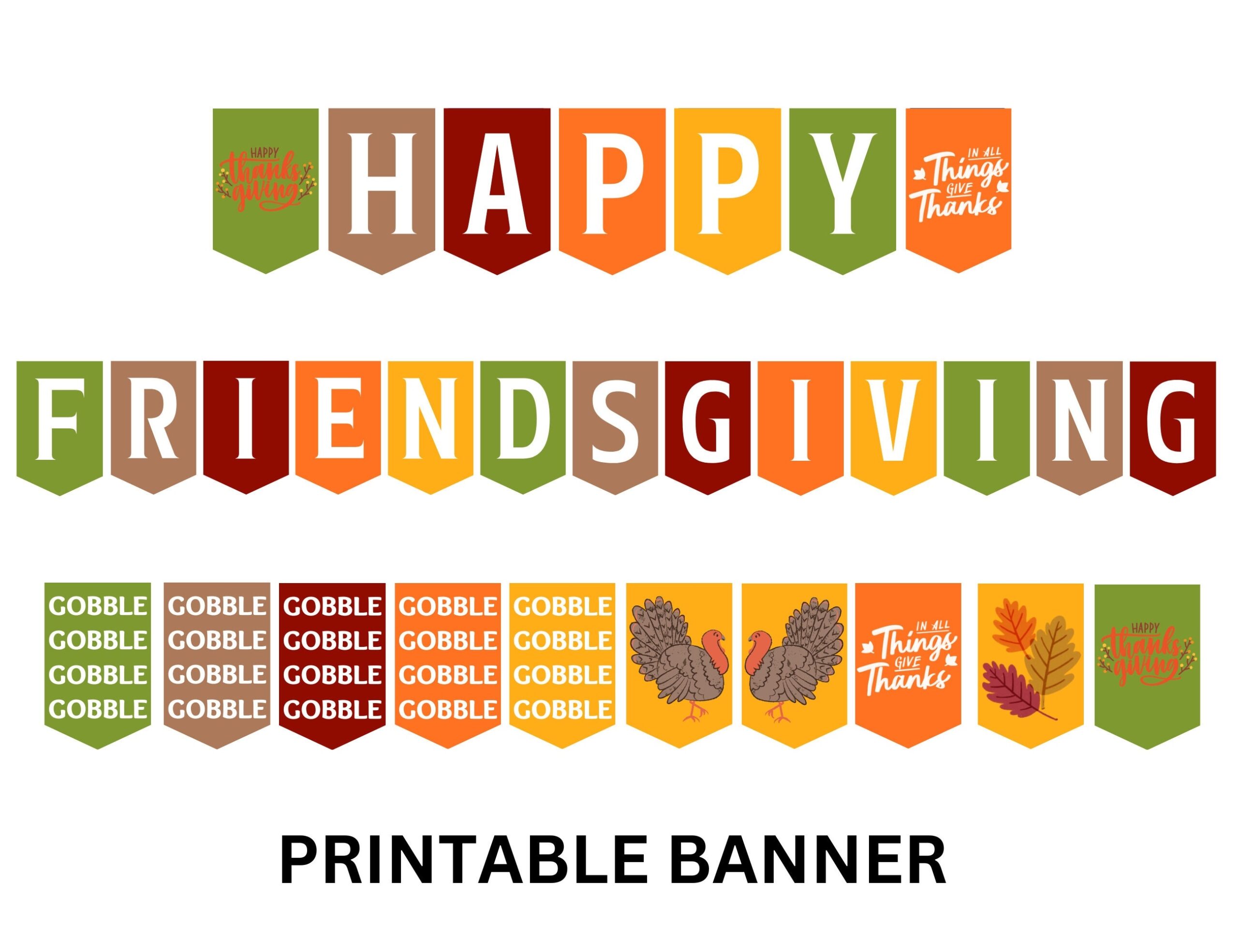 Friendsgiving Printable Banner Happy Thanksgiving Printable Sign Friendsgiving Banner Thanksgiving Decor Happy Thanksgiving Fall Banner Etsy