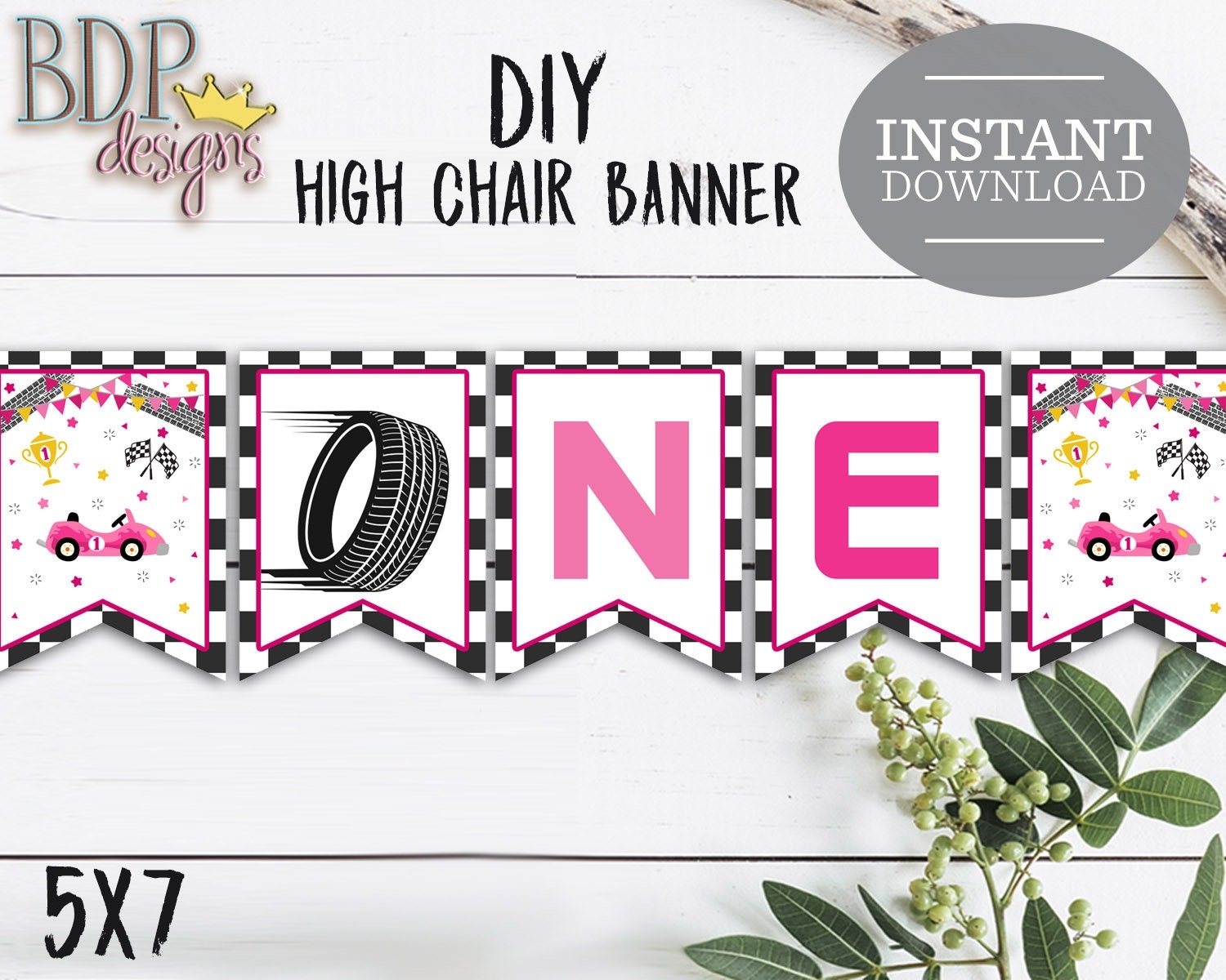 Girl Race Car High Chair Banner Fast One Race Car Racing Highchair One Banner 1st First Birthday Party Decor Printable Instant Download Etsy