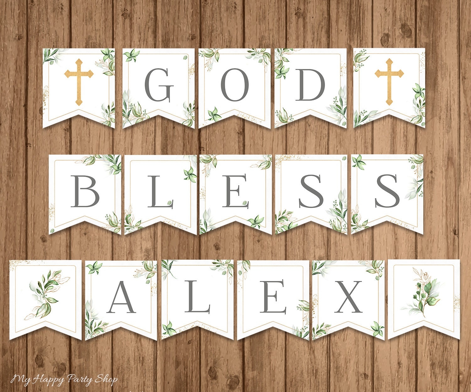 God Bless Banner PRINTABLE Custom Banner DIY Baptism Decor Sage First Communion Christening Banner Confirmation Digital BSU066 Etsy
