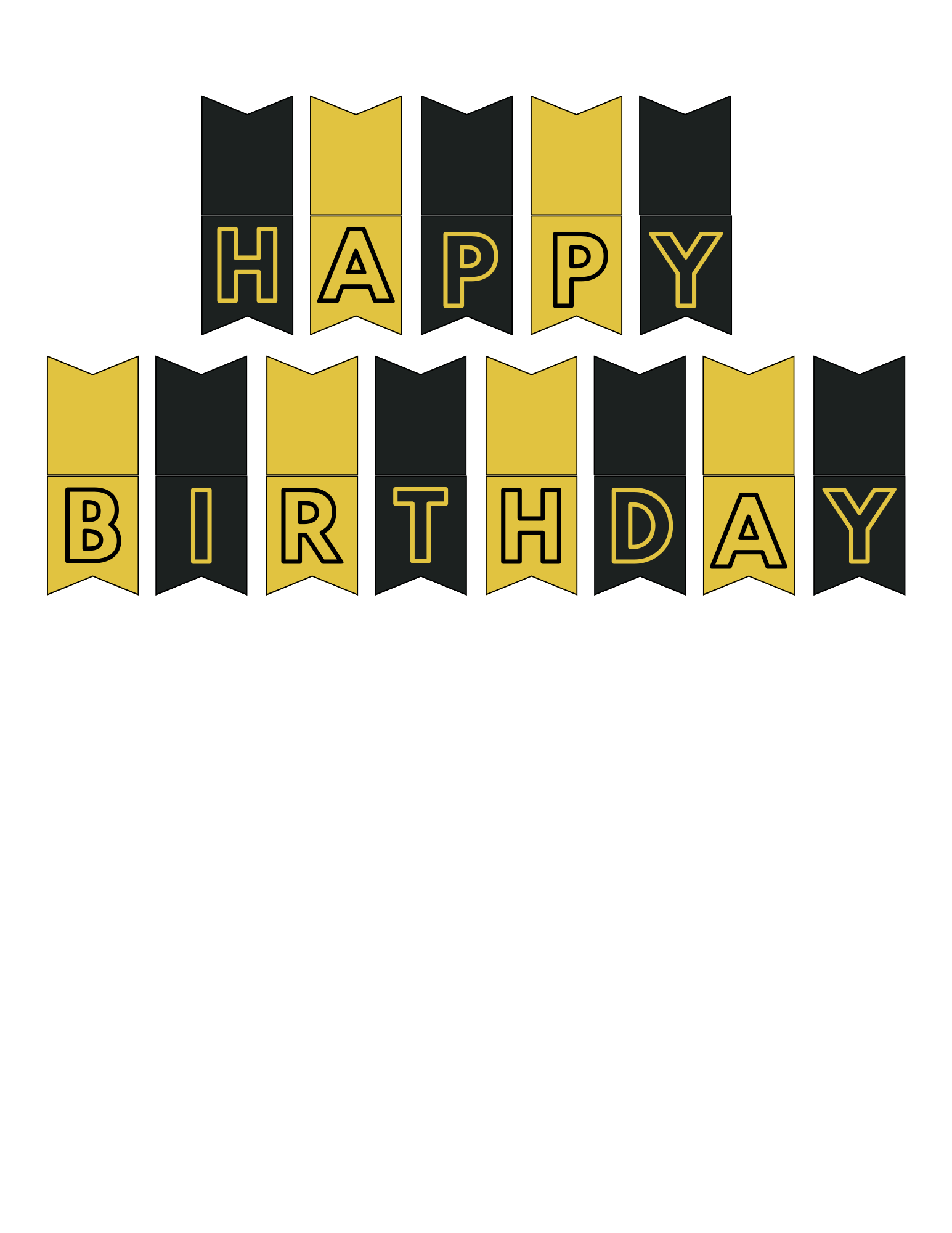 black gold birthday banner printable