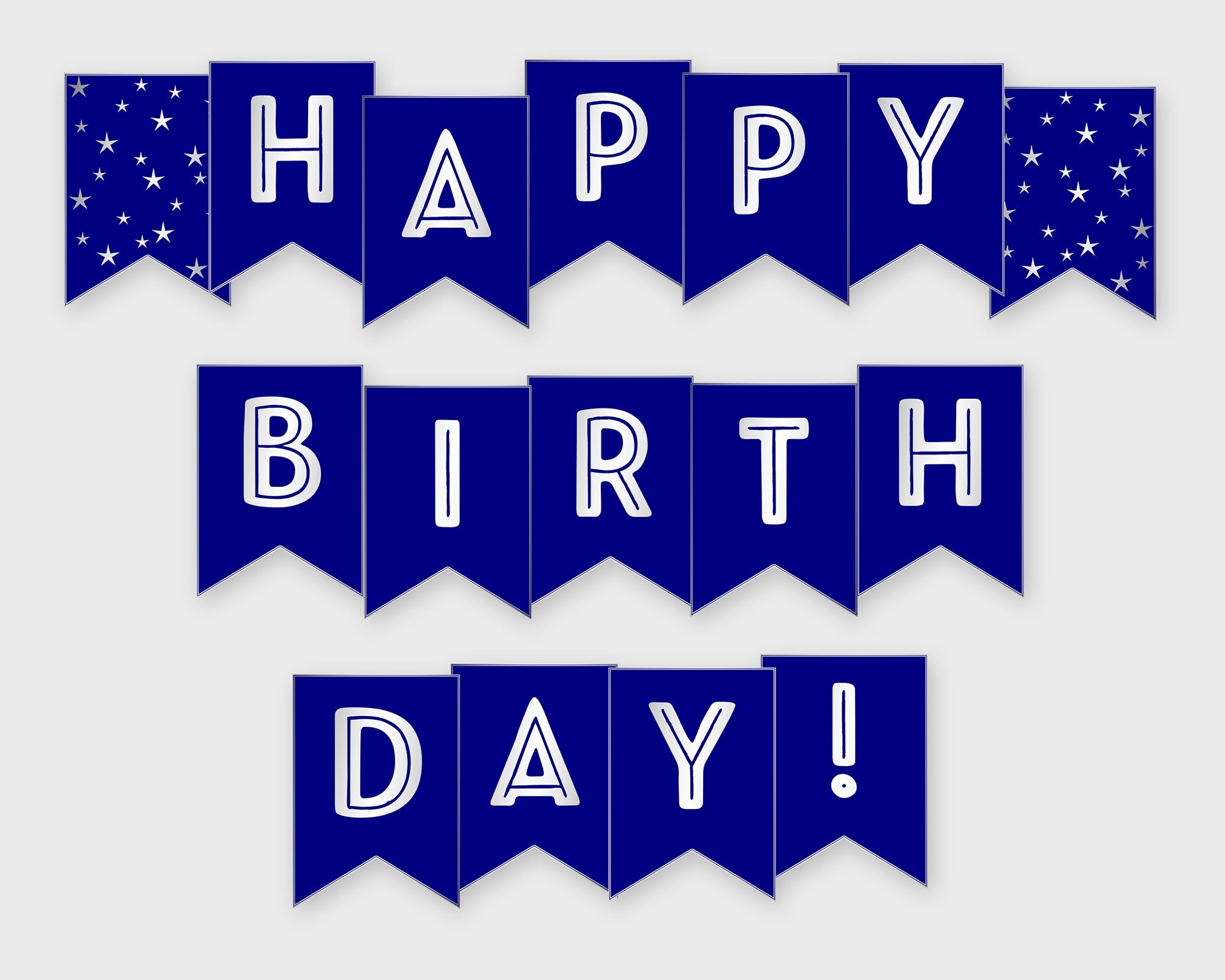 Happy Birthday Printable Banner Navy Silver Birthday Party Printable PDF DIY Print Instant Download GWR Etsy Israel