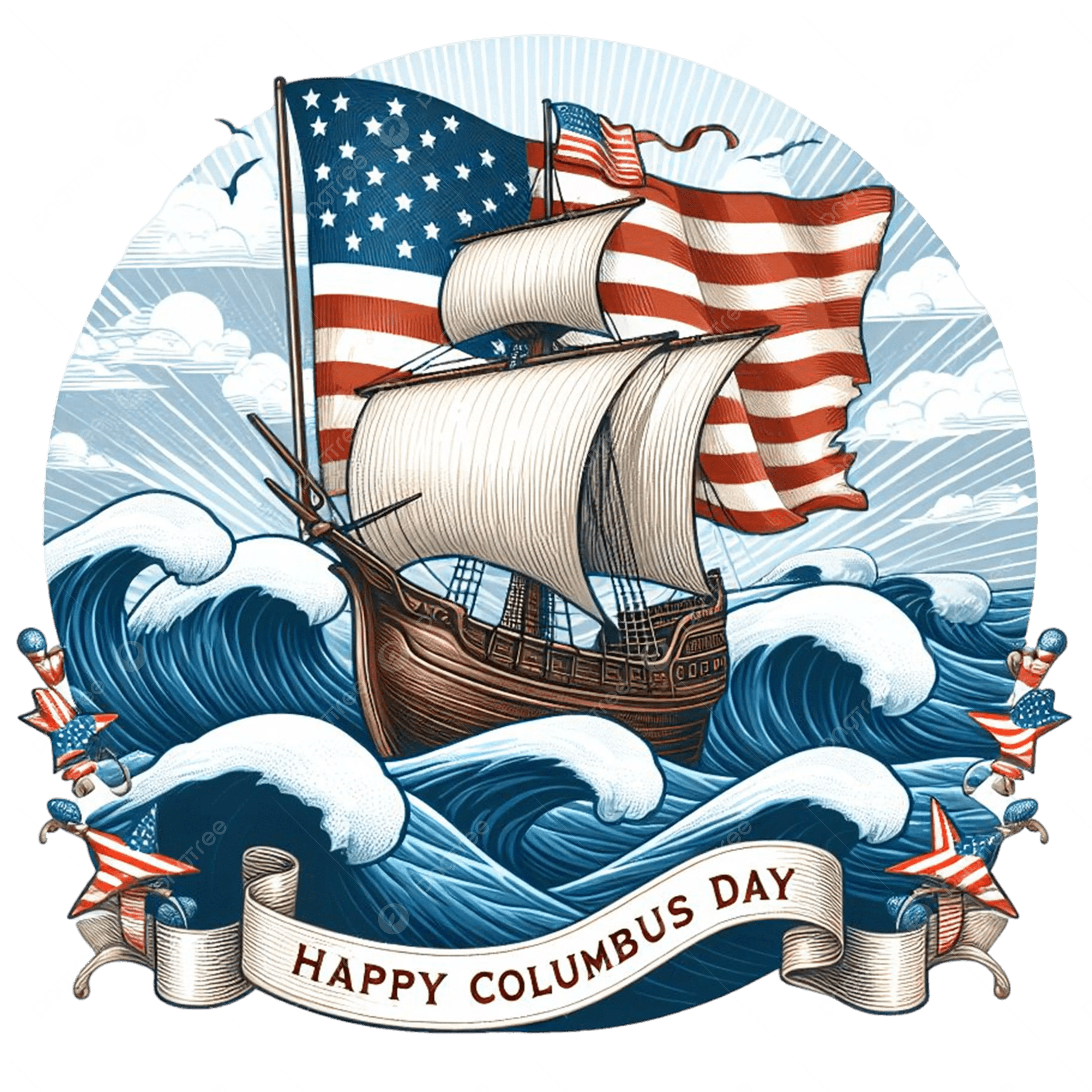 Happy Columbus Day Columbus Day Usa American PNG Transparent Image And Clipart For Free Download