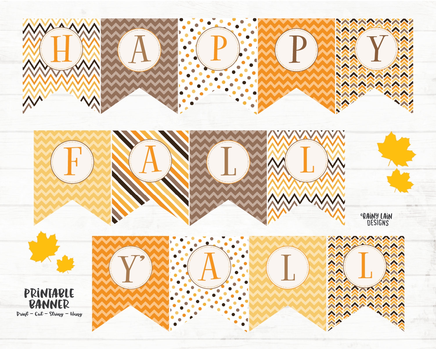 Happy Fall Y all Printable Banner Fall Banner Fall Sign Happy Fall Yall Banner Fall Decorations Printable Polka Dots Stripes Chevron Etsy New Zealand