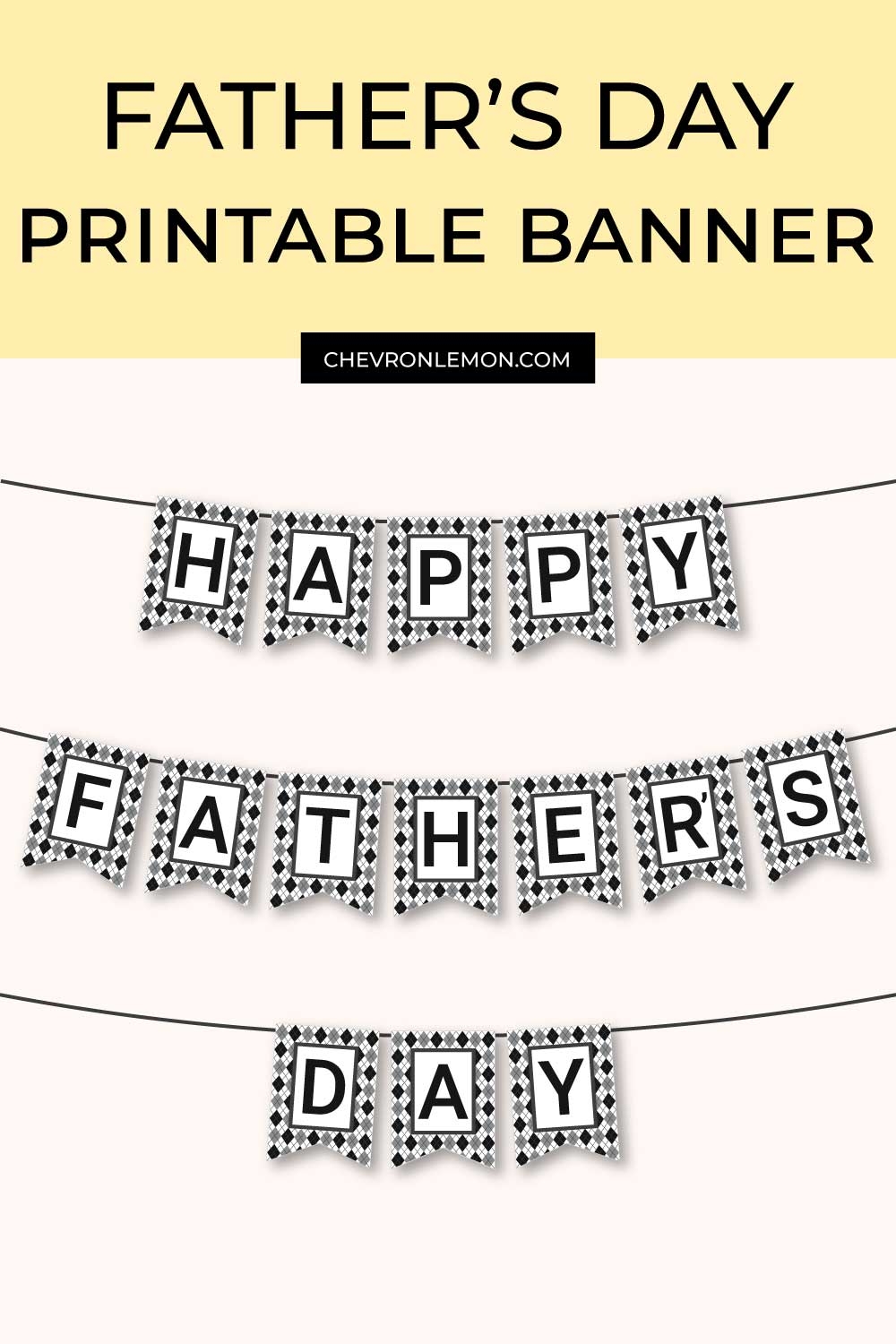 Happy Father s Day Printable Banner Chevron Lemon