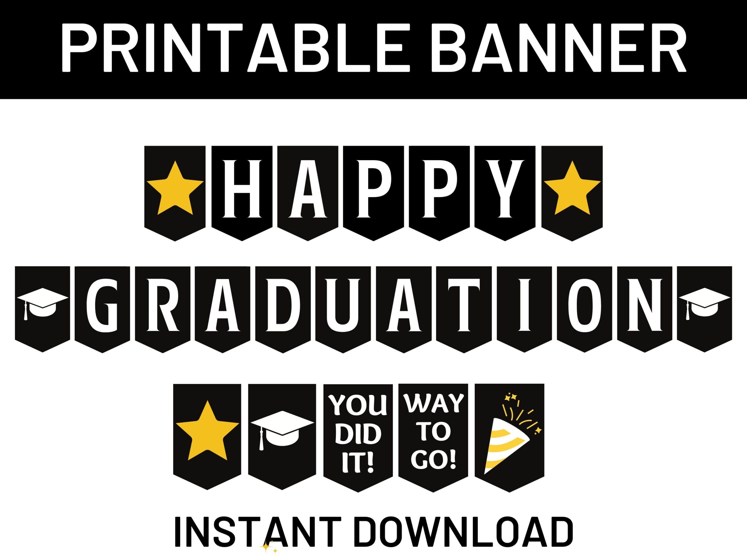 Happy Graduation Printable Banner Happy Graduation Sign Graduation Party High School College Graduation Preschool Graduation Graduate Etsy