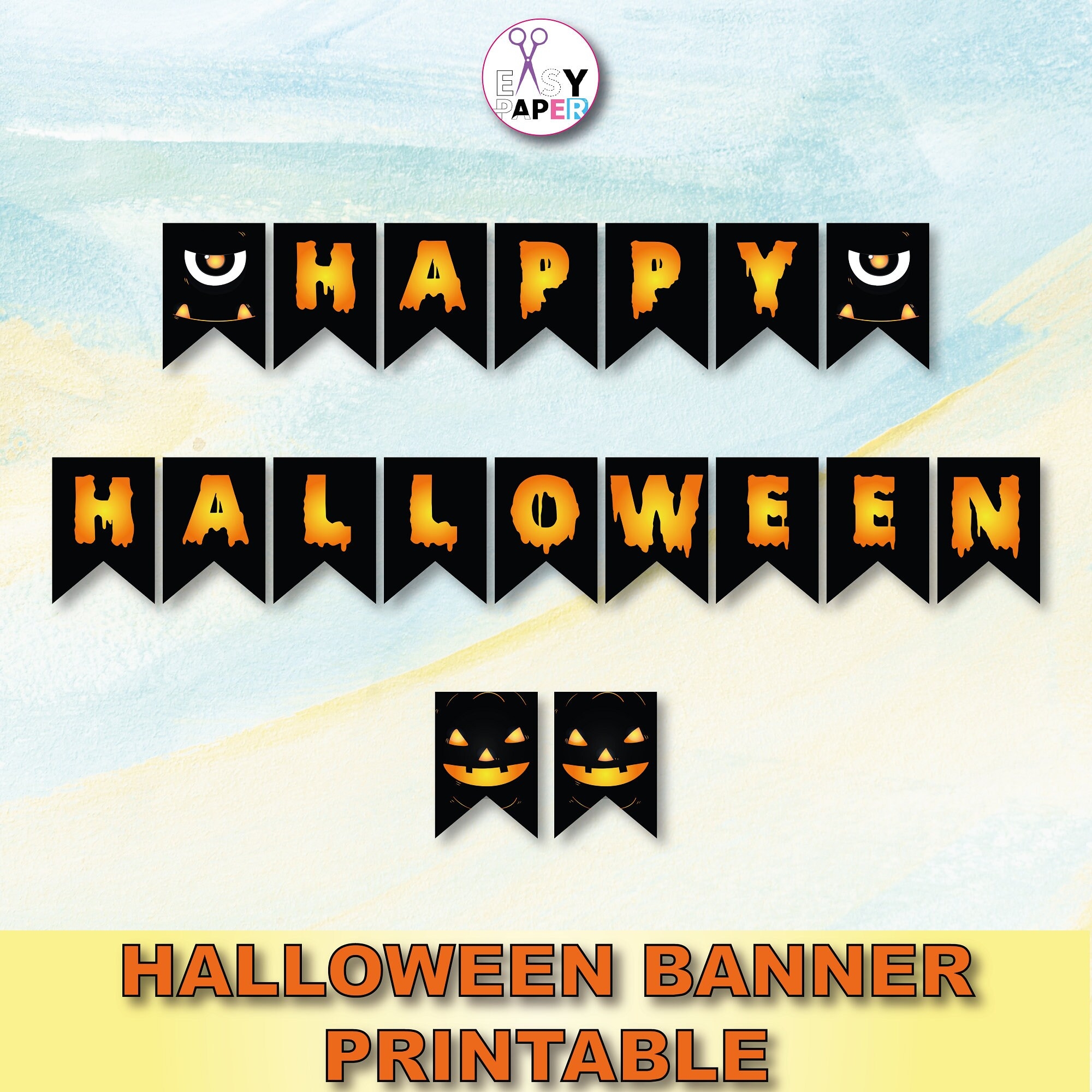 Happy Halloween Banner Halloween Decor Garland Halloween Party Printable Banner Halloween Pennant Printable DIY Instant Download Etsy