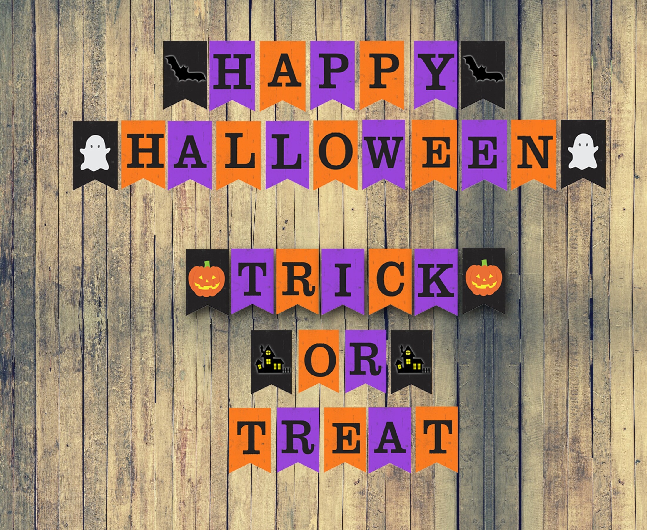 Happy Halloween Printable Banner Halloween Party Printable Decor Trick Or Treat Banner Halloween Decorations DIY Halloween Decor Etsy
