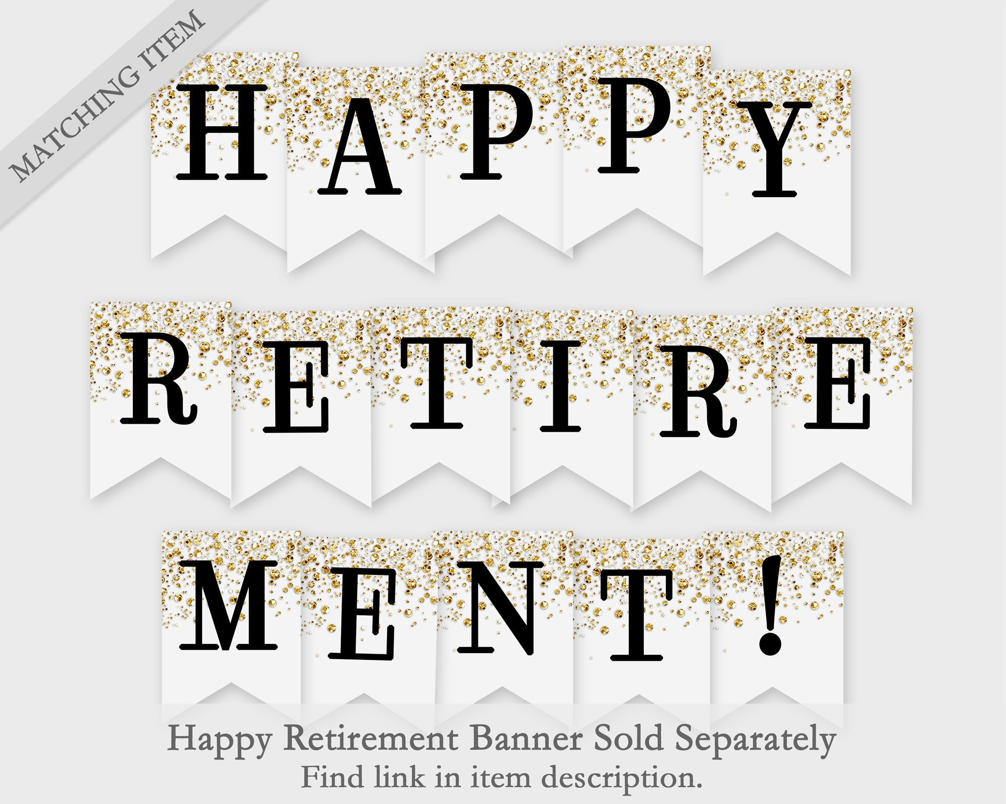 Happy Retirement Printable Banner Silver Confetti Glitters Printable PDF DIY Print Instant Download 4CG Etsy