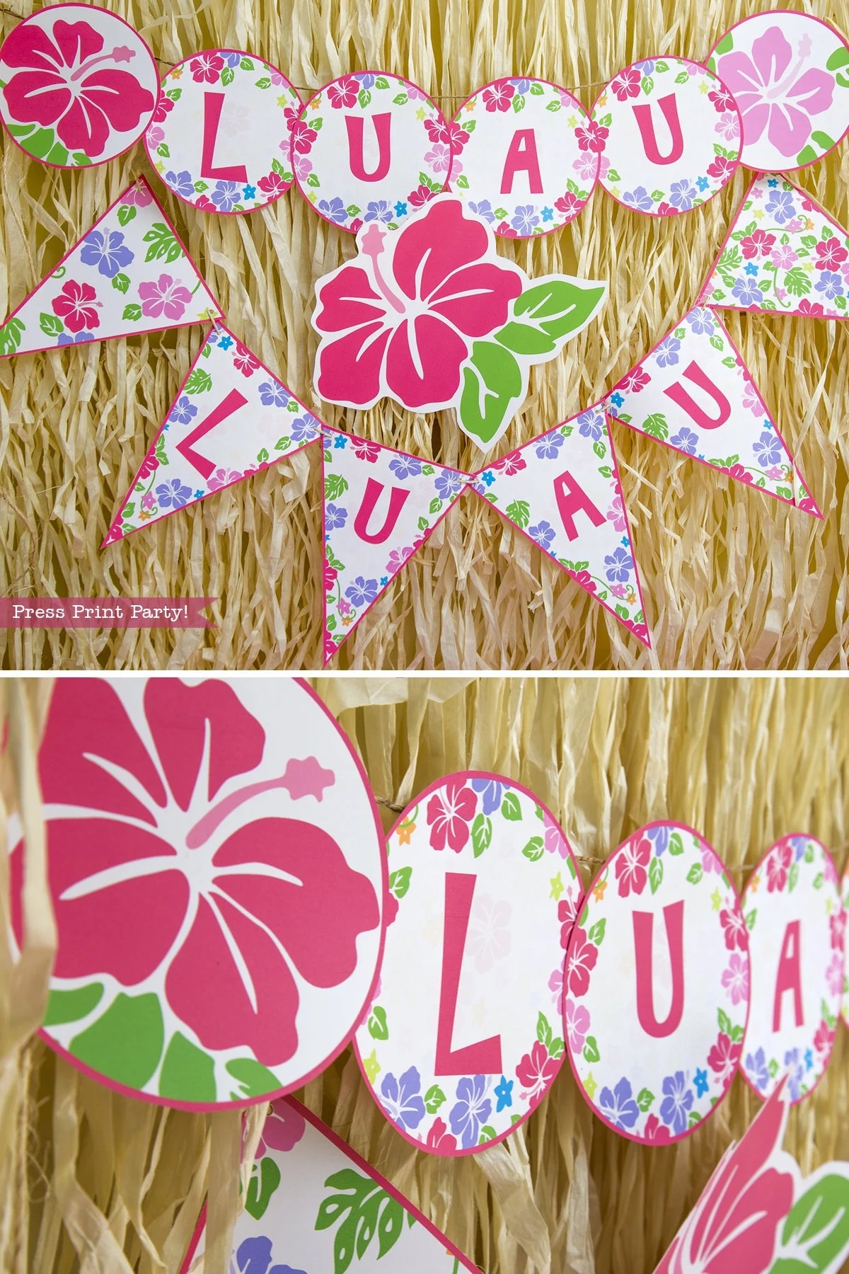 luau free birthday banner printable