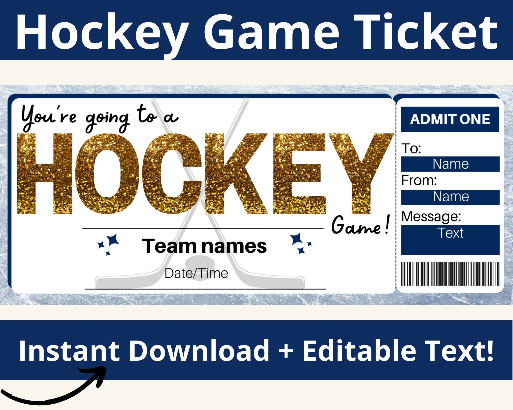 Hockey Ticket Template Hockey Ticket Gift Hockey Game Surprise Ticket Birthday Hockey Ticket Hockey Birthday Game Ticket Surprise Gift Etsy Norway
