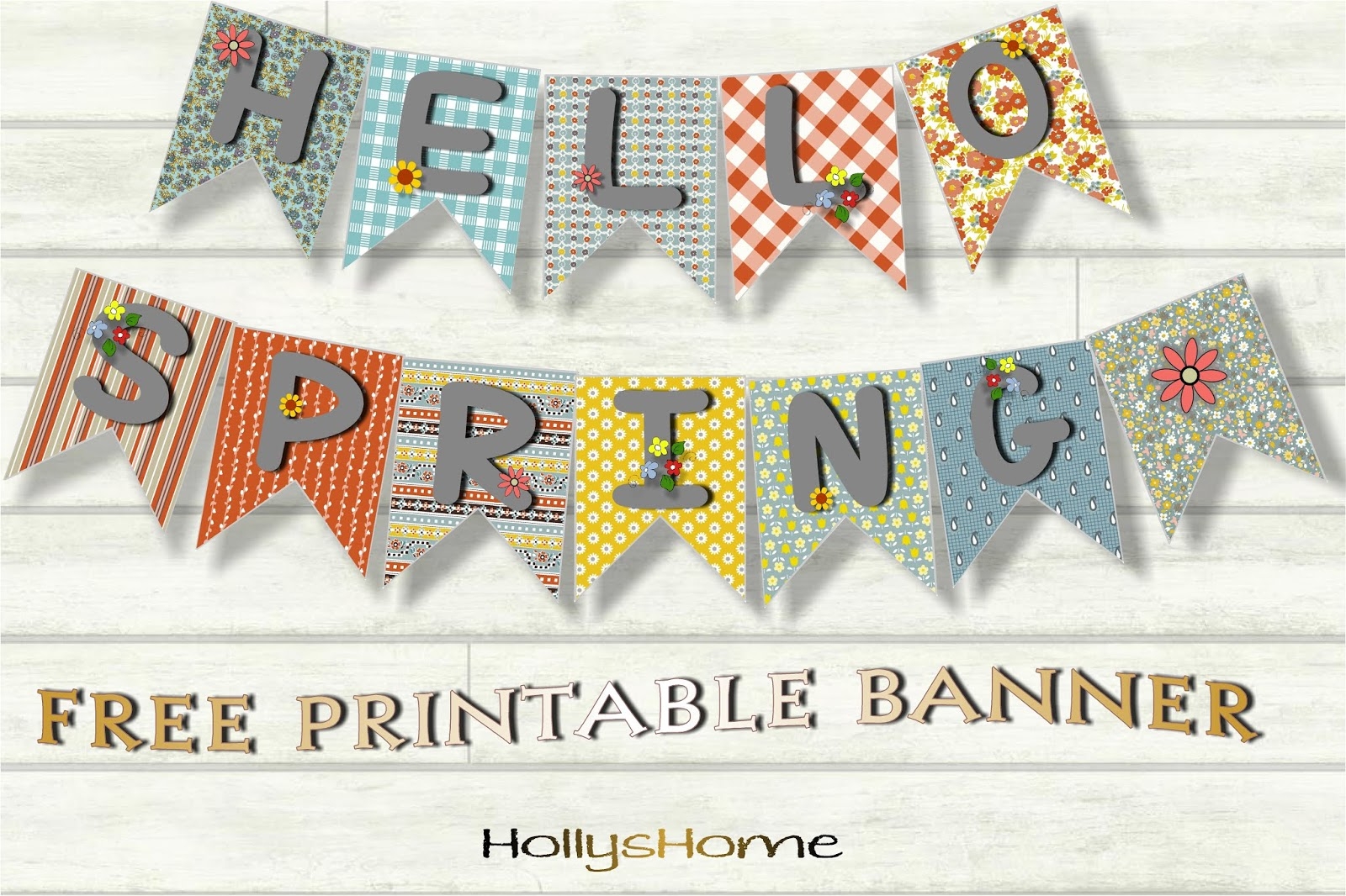 HollysHome Family Life Hello Spring Free Printable Banner From HollysHome