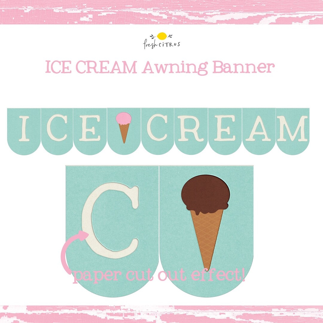 Ice Cream Awning Banner Ice Cream Party Or Pretend Play Chocolate Vanilla Strawberry Ice Cream Cone Banner Printable Instant Download Etsy