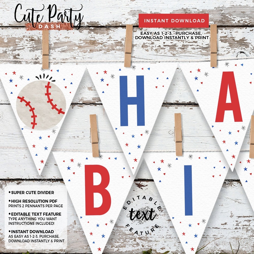 INSTANT DOWNLOAD EDITABLE Baseball Birthday Wall Banner Baseball Birthday Printables Sports Birthday Baseball Decorations Baseball Banner Etsy