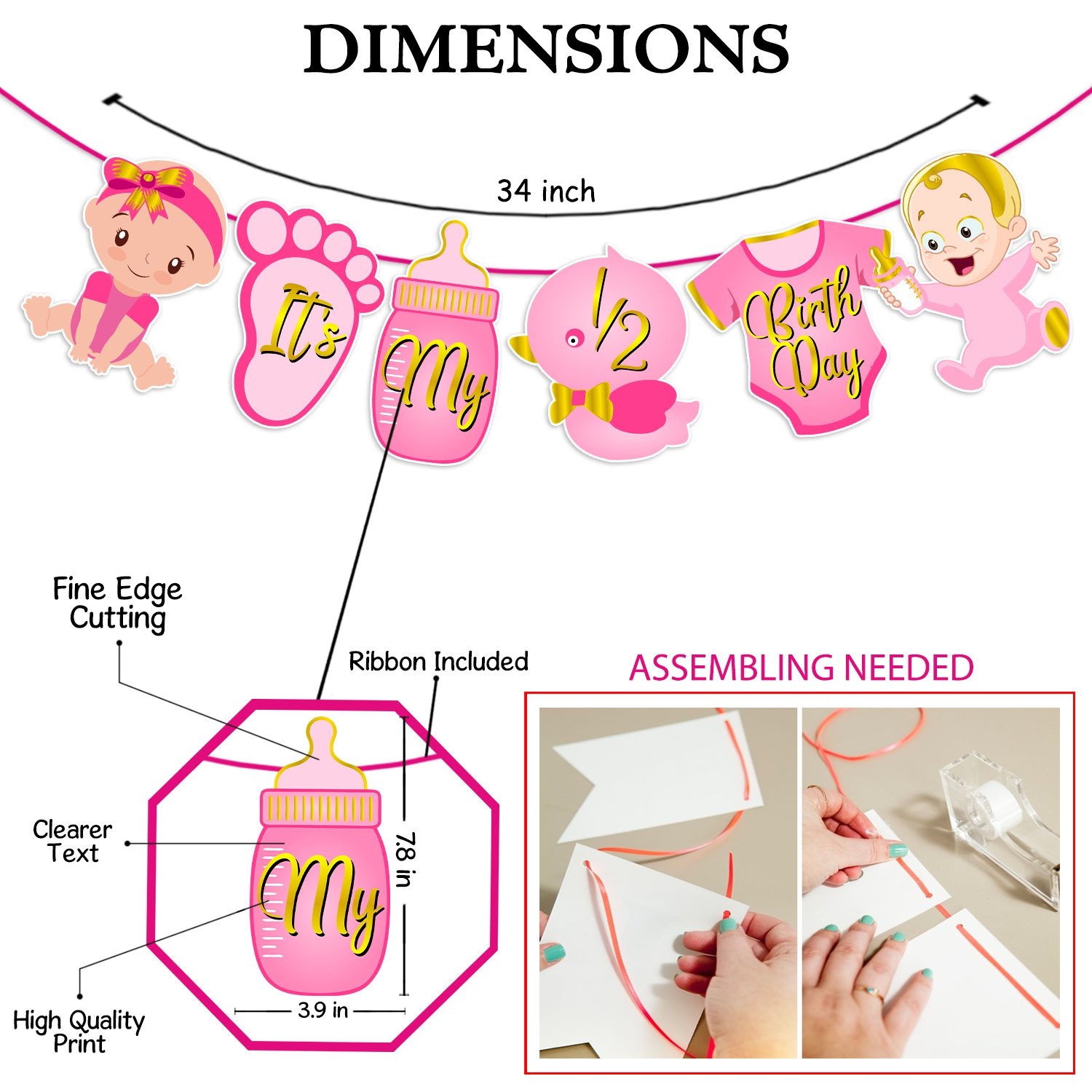 Its My Half Birthday Banner For Baby Girl Best Girl Birthday Banner Zyozi Your Ultimate Destination For Party Decorations