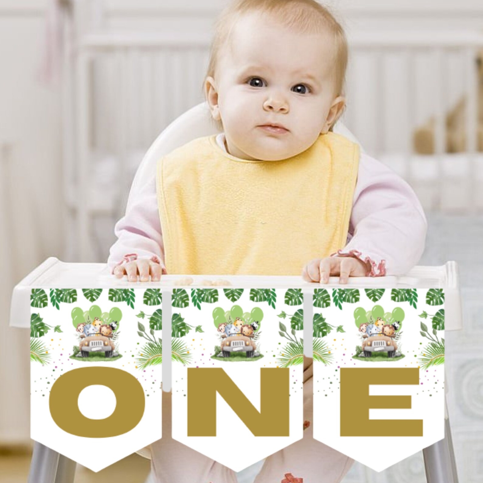 Jungle Safari High Chair Banner Bunting Series Wild One Bunting