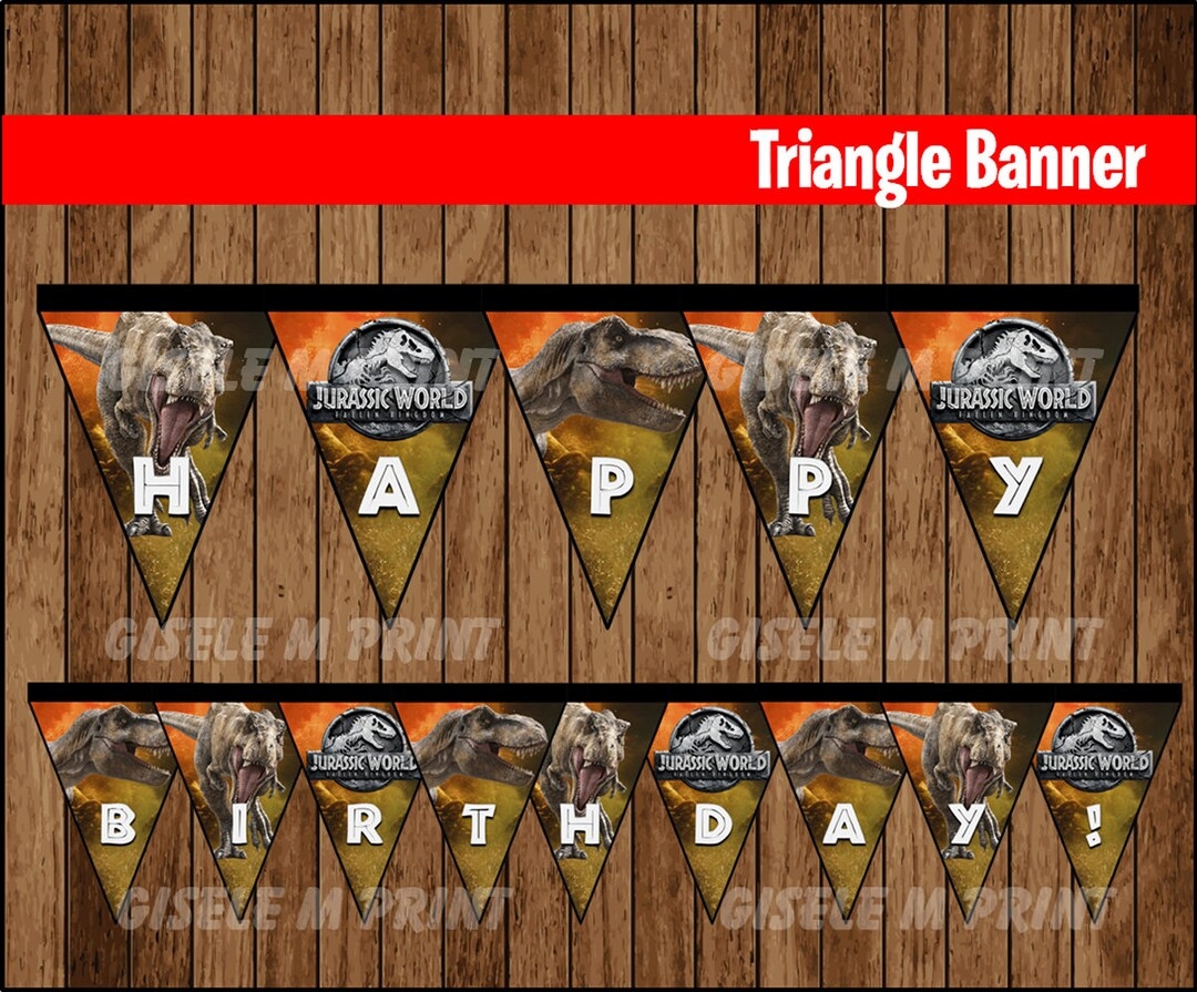 Jurassic World 2 Banner Printable Jurassic World Triangle Banner Dinosaur Party Banner Instant Download Etsy