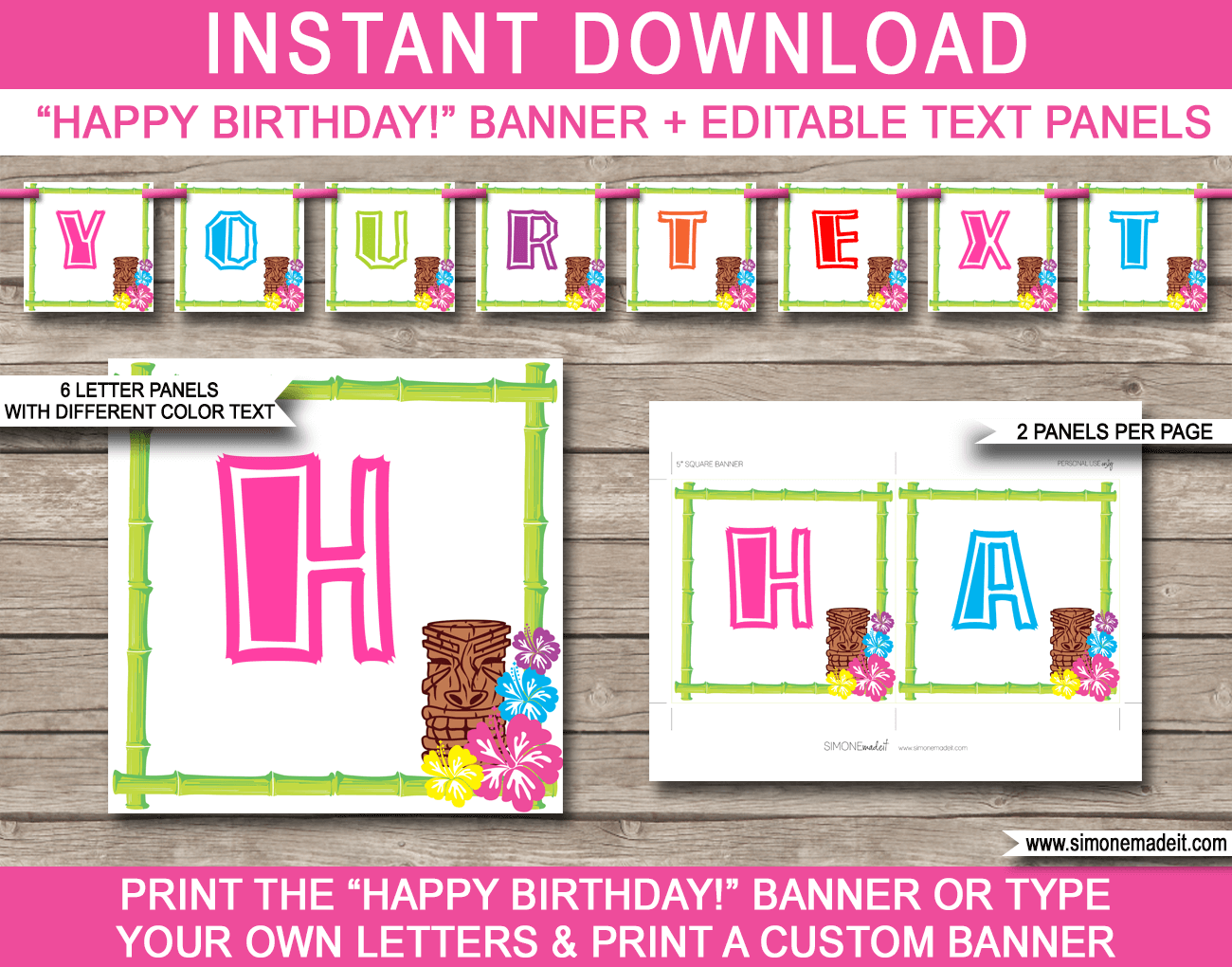 Luau Free Birthday Banner Printable