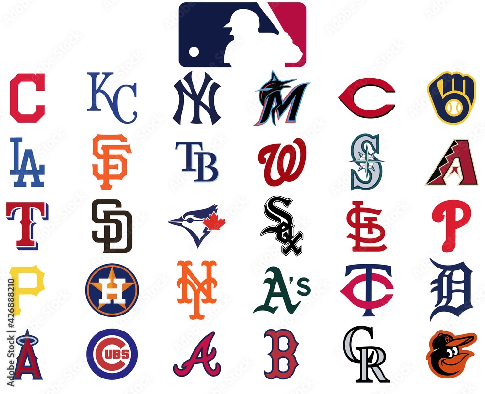 Major League Baseball Logo Set Of All 30 Mlb Teams Baseball Icons Set Teams Of America Stock Vector Adobe Stock
