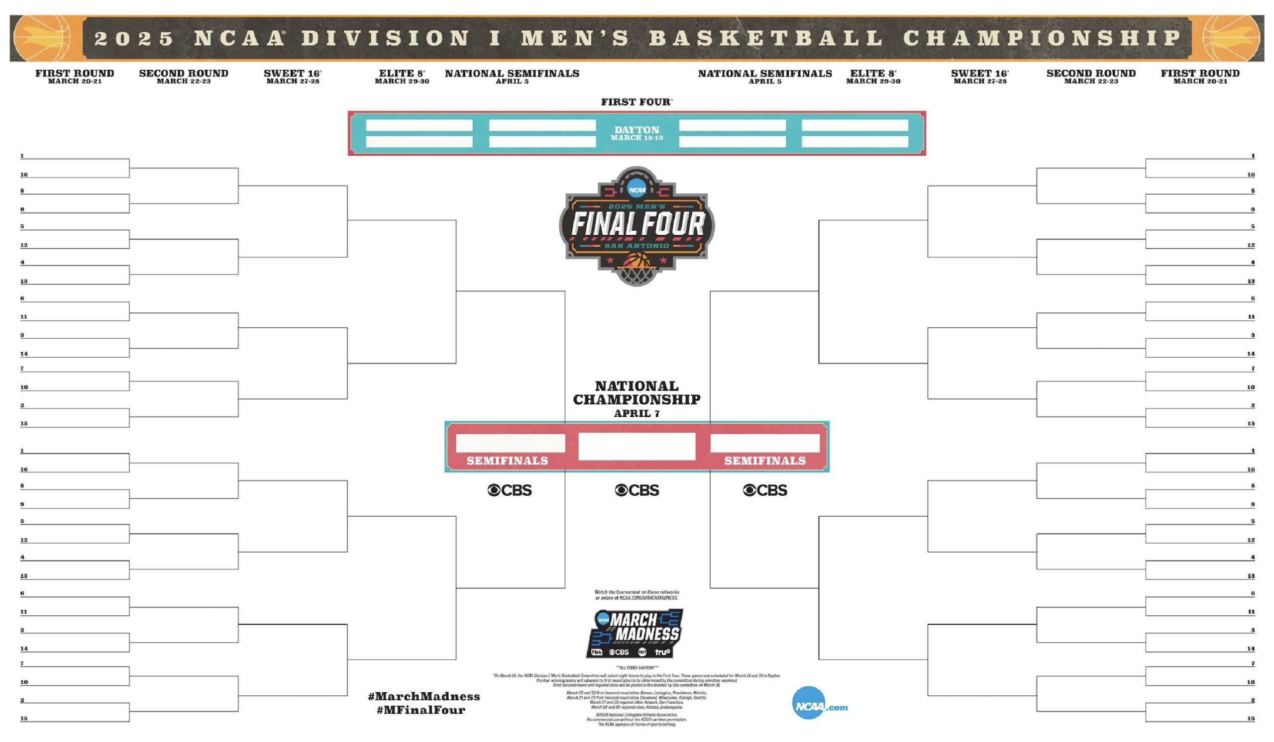 March Madness 2025 NCAA Tournament Printable Blank Brackets Lexington Herald Leader