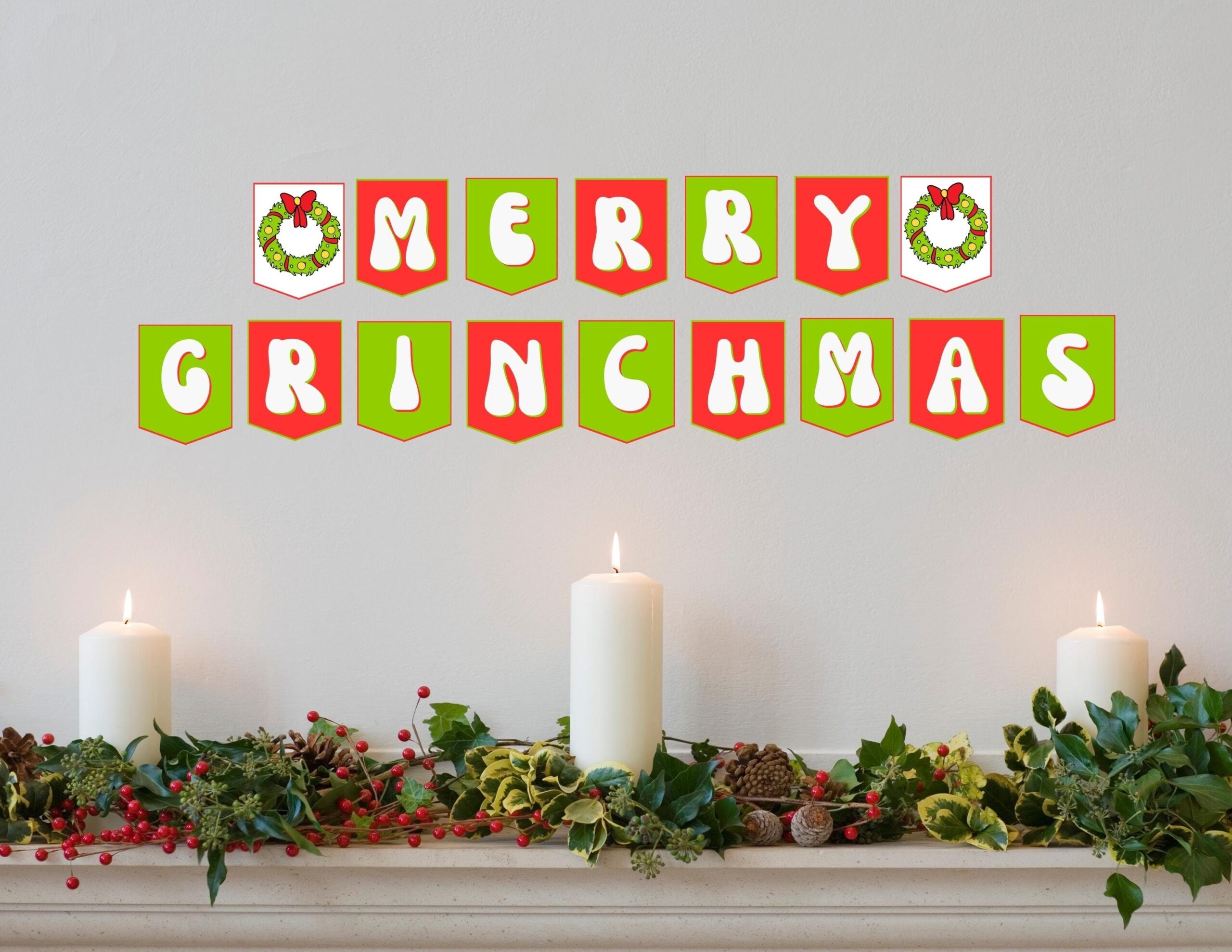 Merry Grinchmas Printable Banner Instant Download Etsy