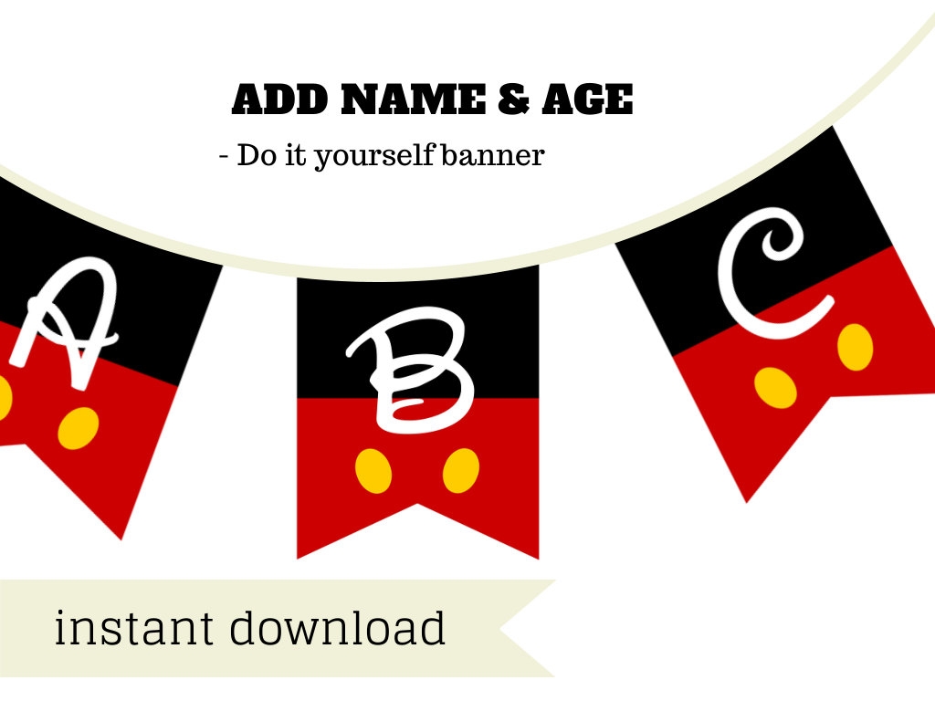 Mickey Mouse Banner Disney Font Magical Printable