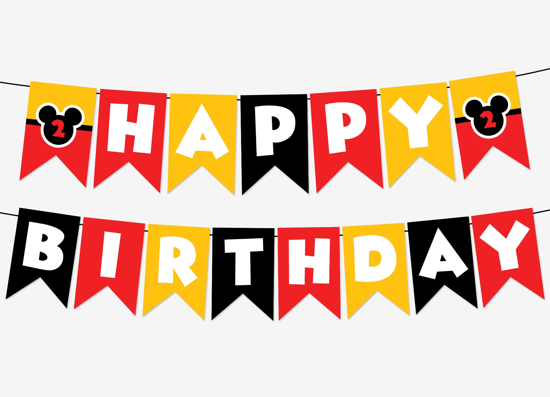 Mickey Mouse Banner Mickey Mouse Birthday Mickey Mouse Party Oh Twodles Birthday Printable Instant Download Mickey Decoration Etsy