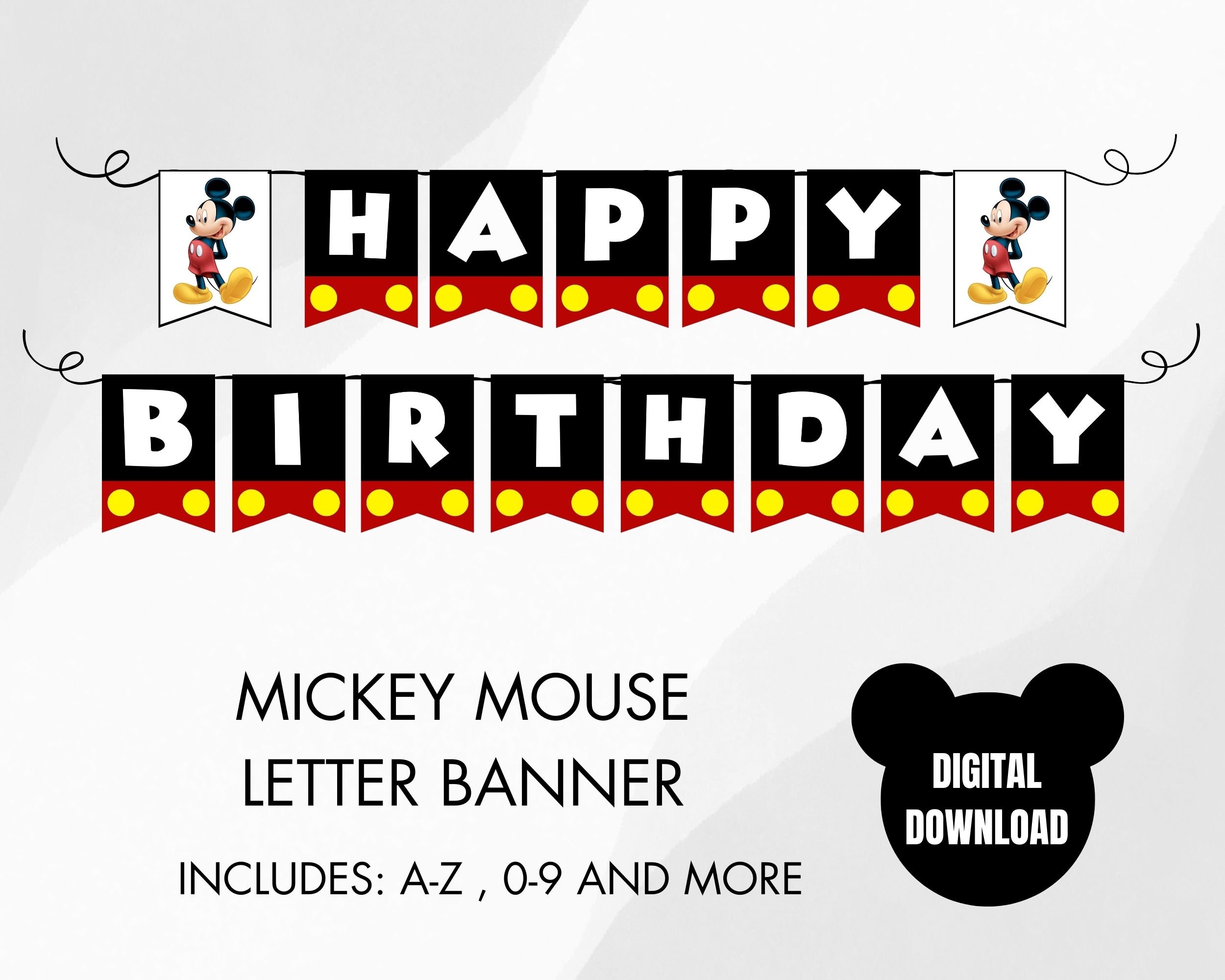 Happy Birthday Banner Printable Mickey Mouse