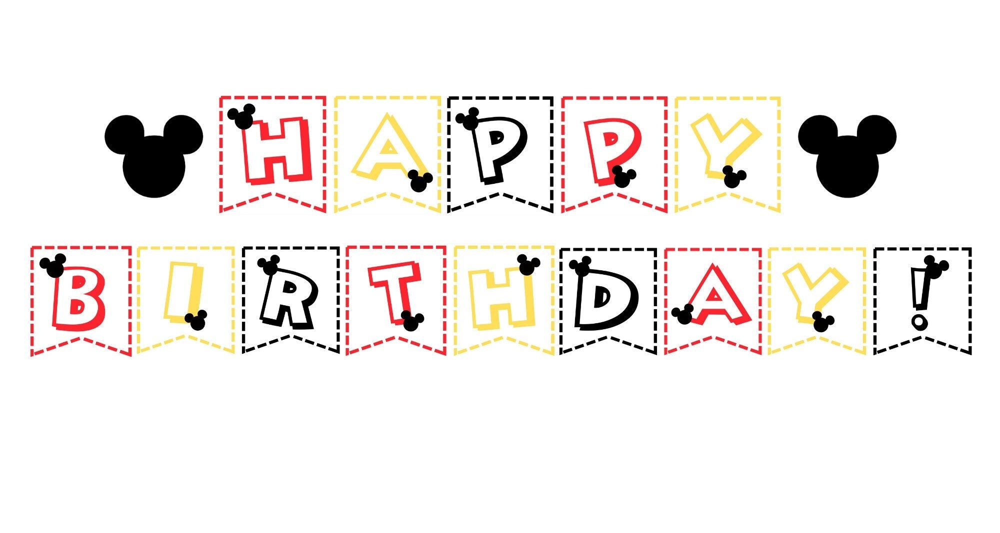 Happy Birthday Banner Printable Mickey Mouse