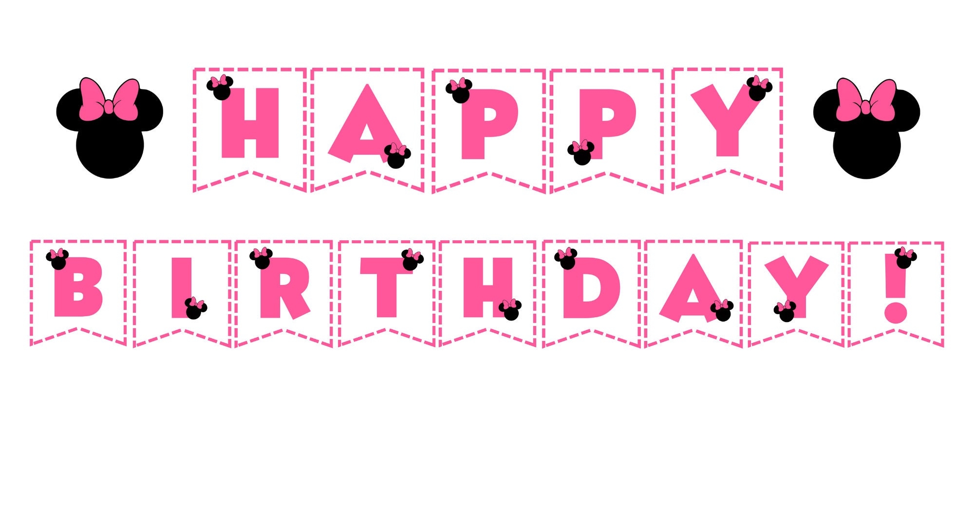 Minnie Mouse Happy Birthday Banner INSTANT DOWNLOAD Printable Minnie Mouse Bunting Banner Minnie Mouse Party Decorations Etsy
