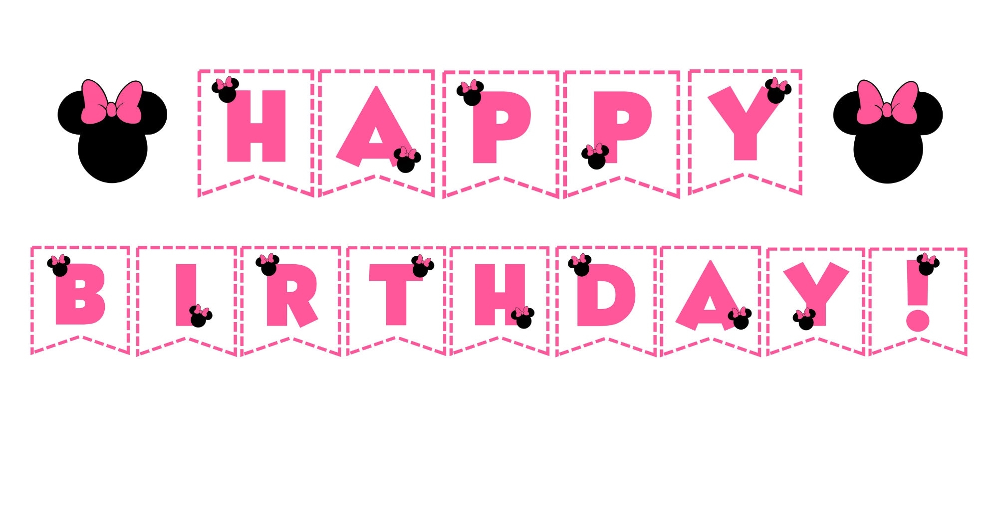 Minnie Mouse Happy Birthday Banner INSTANT DOWNLOAD Printable Minnie Mouse Bunting Banner Minnie Mouse Party Decorations Etsy