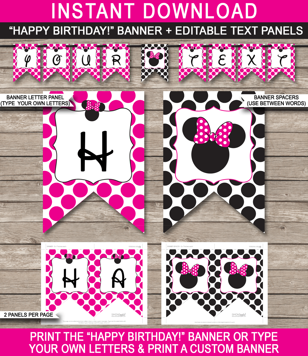 Free Printable Minnie Mouse Banner