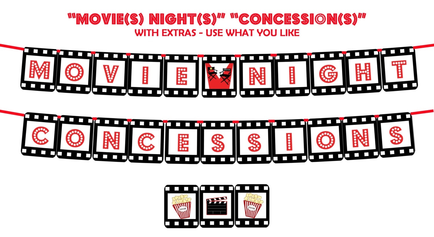 MOVIE NIGHT And CONCESSION Printable Party Banner And Decoration Add Style To Your Next Family Or Fundraiser movie Night Instantly Etsy