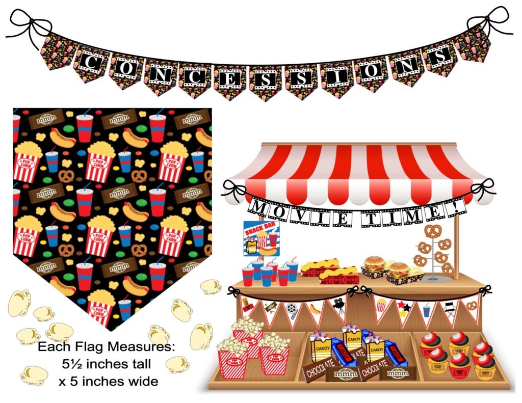 free printable movie night concessions banners