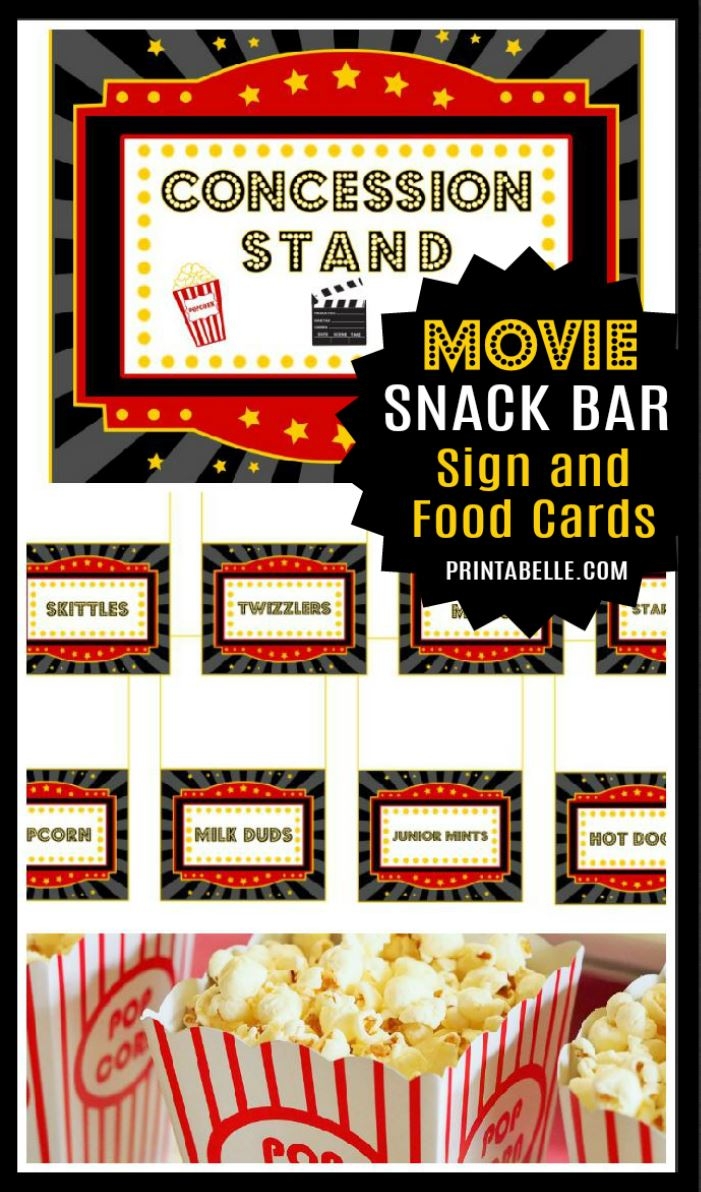 Free Printable Movie Night Concessions Banner