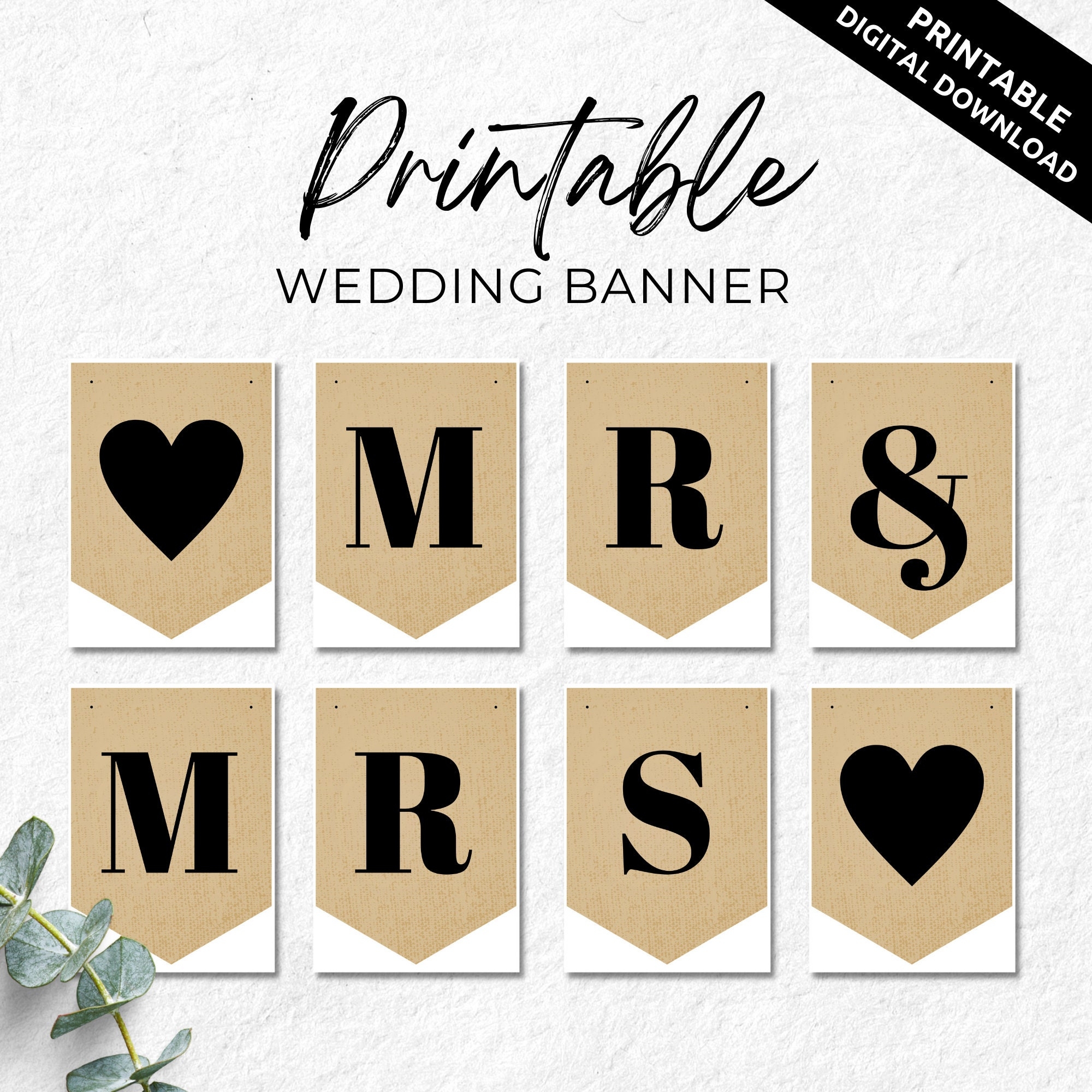 Mr And Mrs Banner Printable Wedding Banner Wedding Sign Rustic Wedding Mr And Mrs Sign Wedding Photo Prop Wedding Bunting Etsy