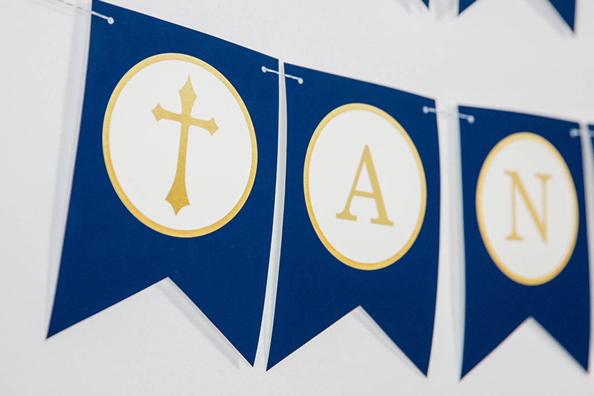 Navy And Gold First Communion Banner God Bless Banner Printable Studio