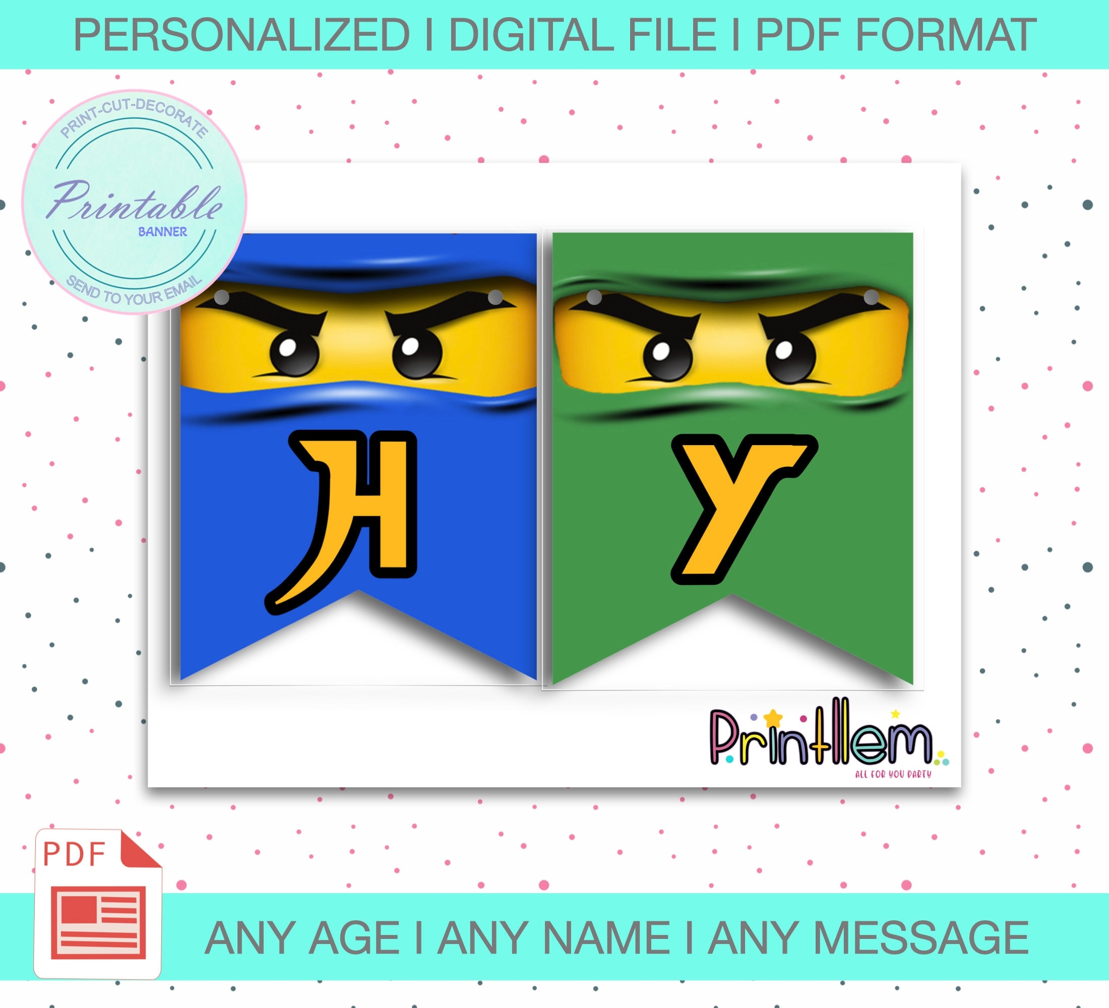 Ninja Banner Ninja Printable Banner Ninja Birthday Party Decorations Ninja Supplies Party Ninja Banner Flag Ninja Personalized Banner Etsy