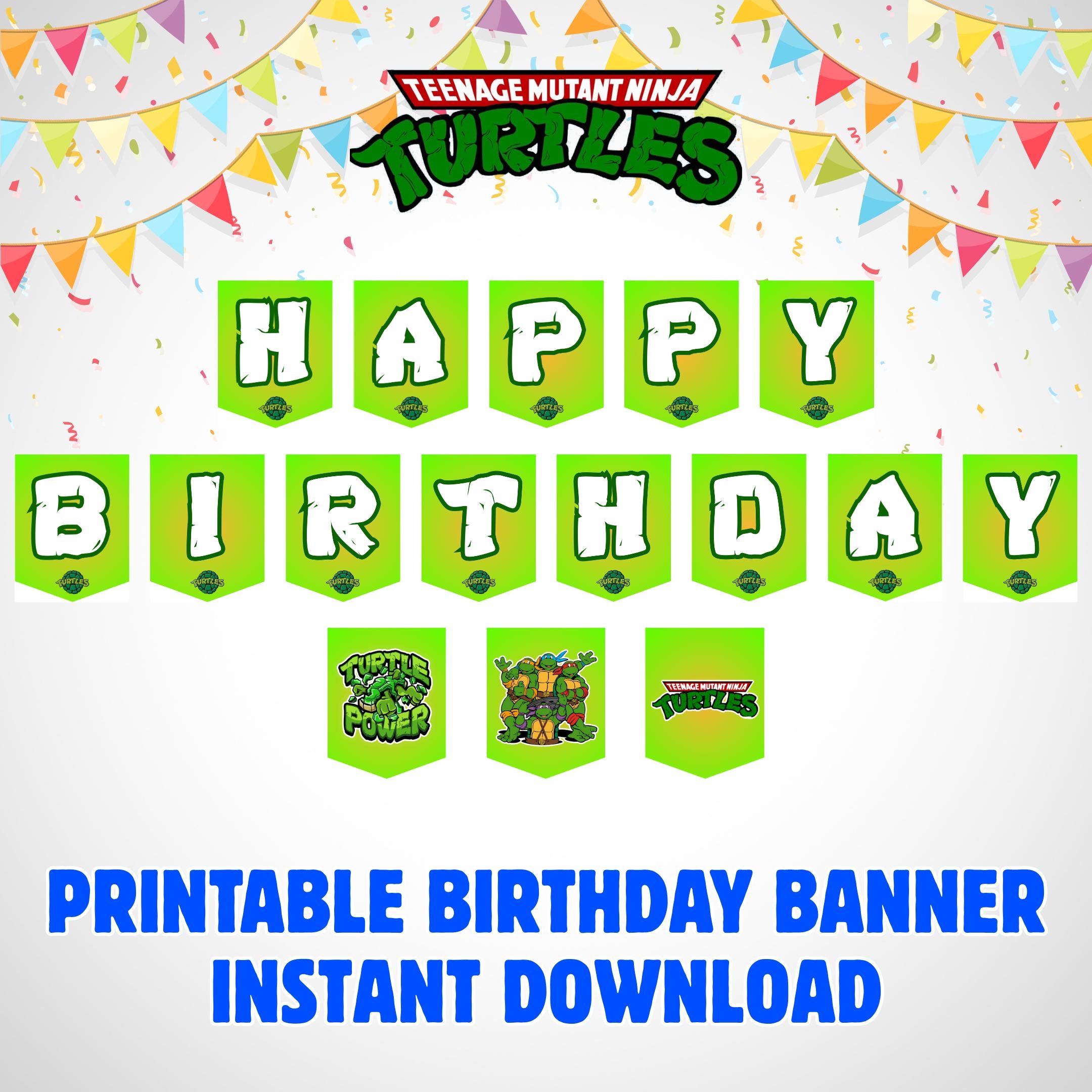 Ninja Turtle Birthday Banner Ninja Turtle Banner Ninja Turtle Party Banner Ninja Turtle Printable Banner Ninja Turtle Instant Download Etsy