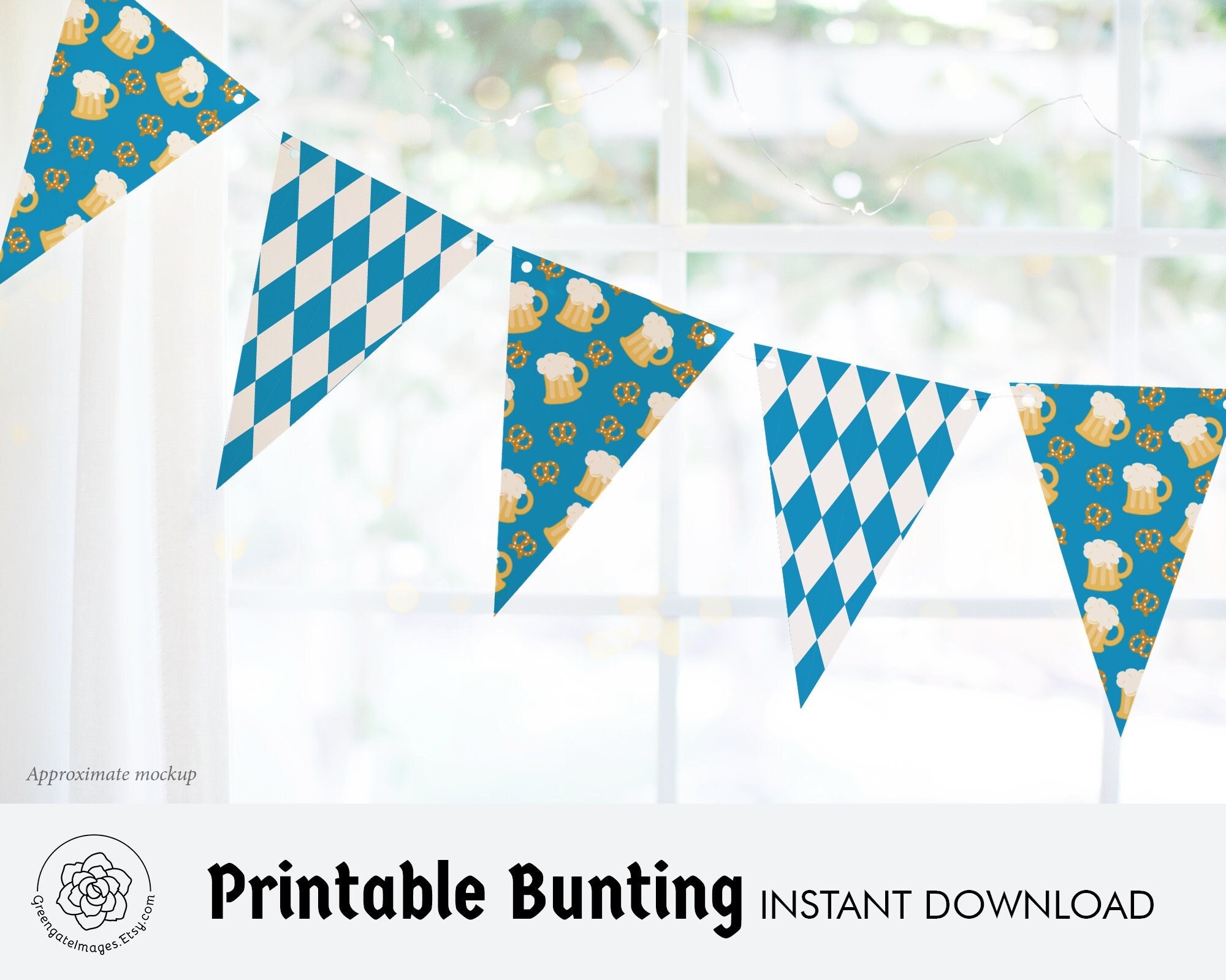 Oktoberfest Bunting PRINTABLE Bavarian Flag Banner Beer And Pretzels Oktoberfest Banner Oktoberfest Decoration Idea Germany Printables Etsy