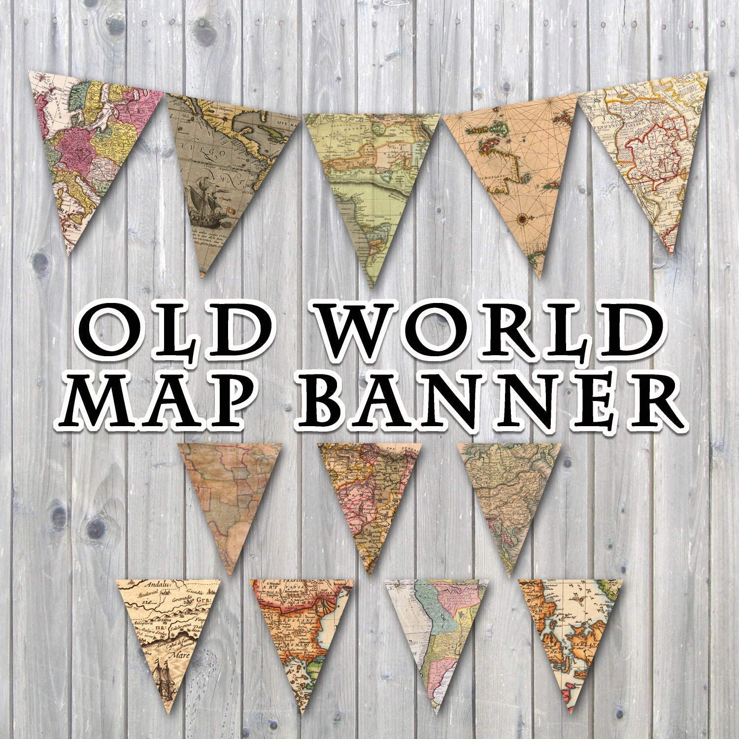 Old World Map Printable Banner Includes 3 Sizes Instant Download Etsy