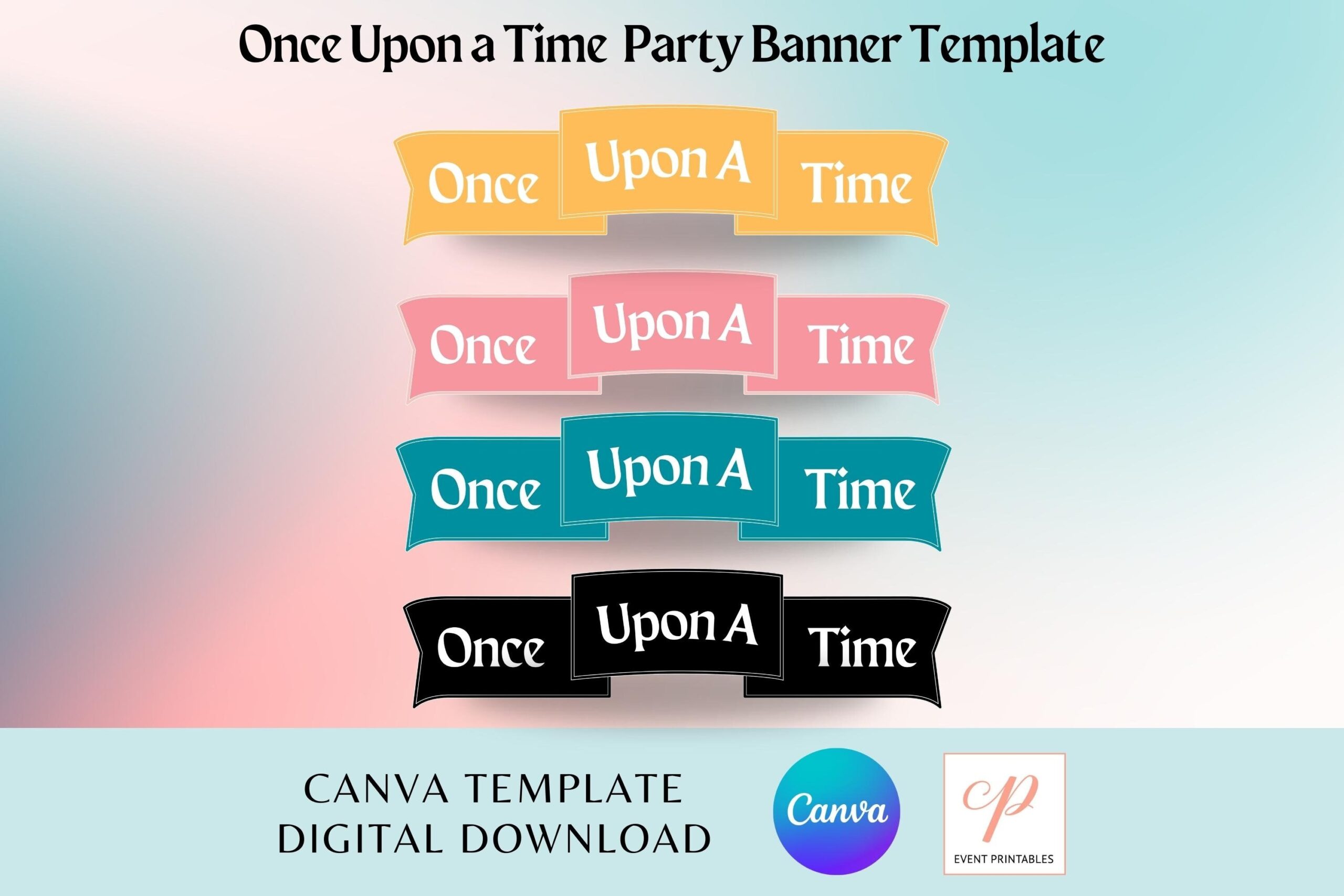 Once Upon A Time Party Banner Template Etsy