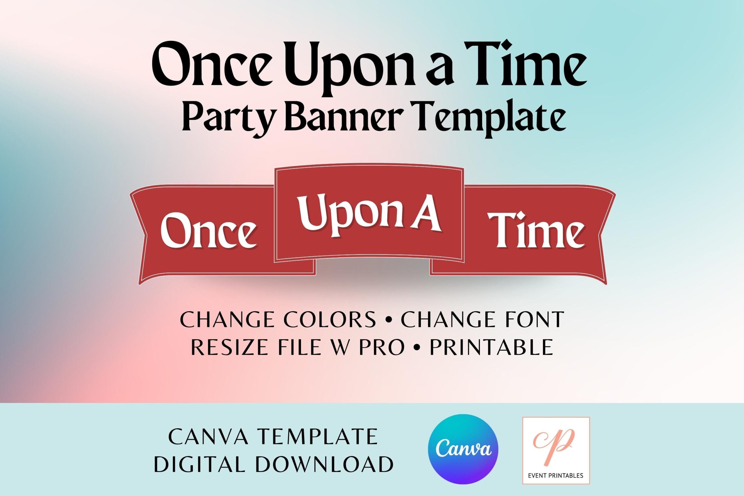 Once Upon A Time Party Banner Template Etsy