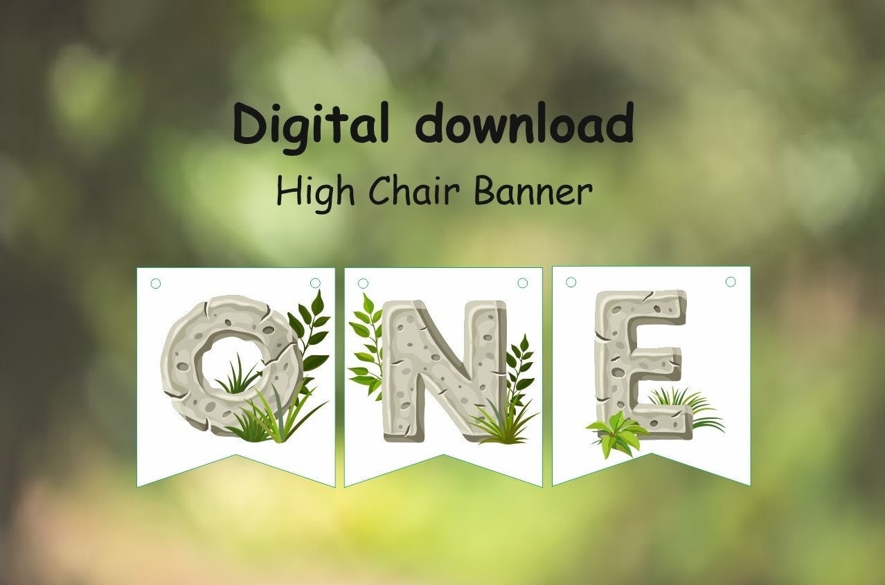 One High Chair Banner PDF 1st Birthday Bunting Printable Floral Banner Stone Letters First Birthday Banner One Birthday PDF Wild One Etsy
