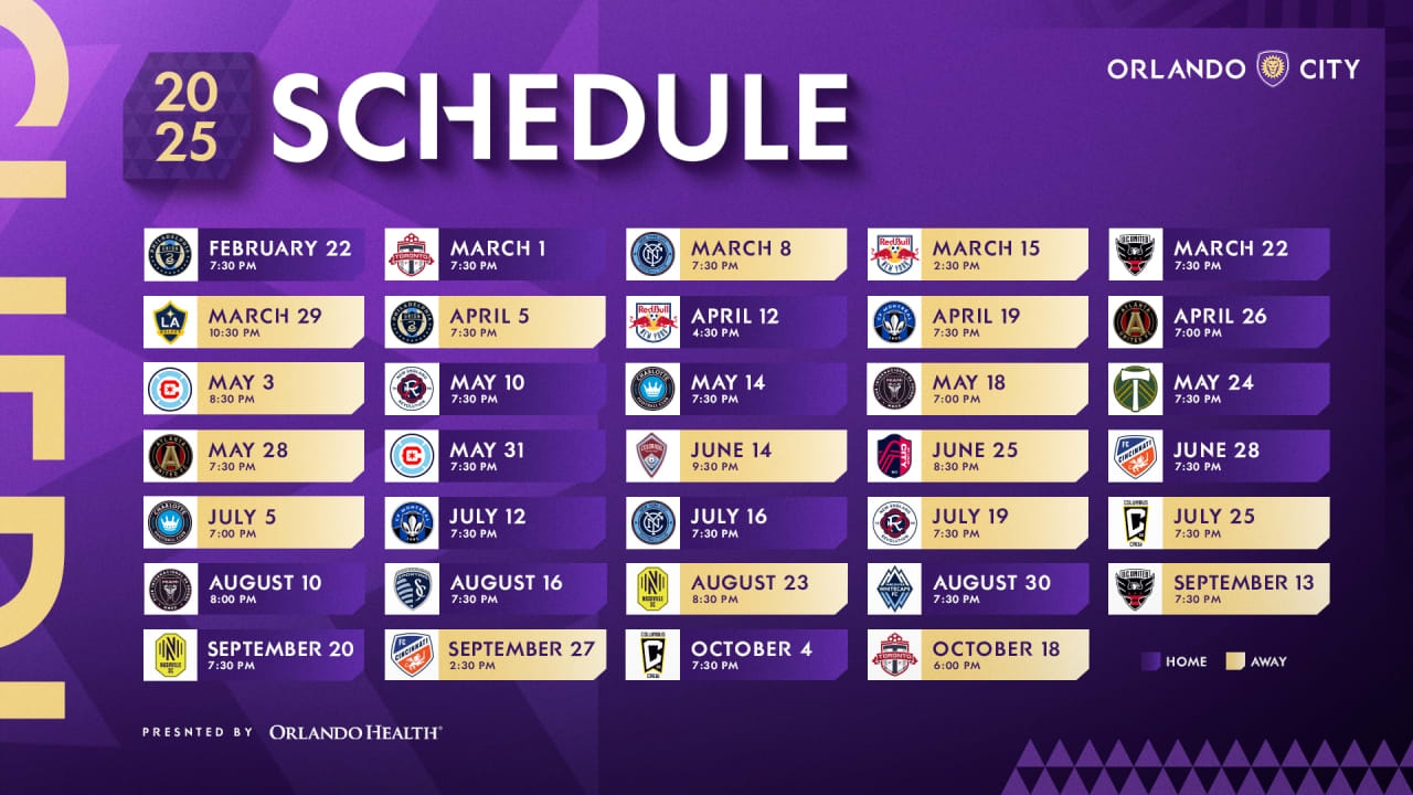 Orlando City SC Announces 2025 Regular Season Schedule Presented By Orlando Health Orlando City