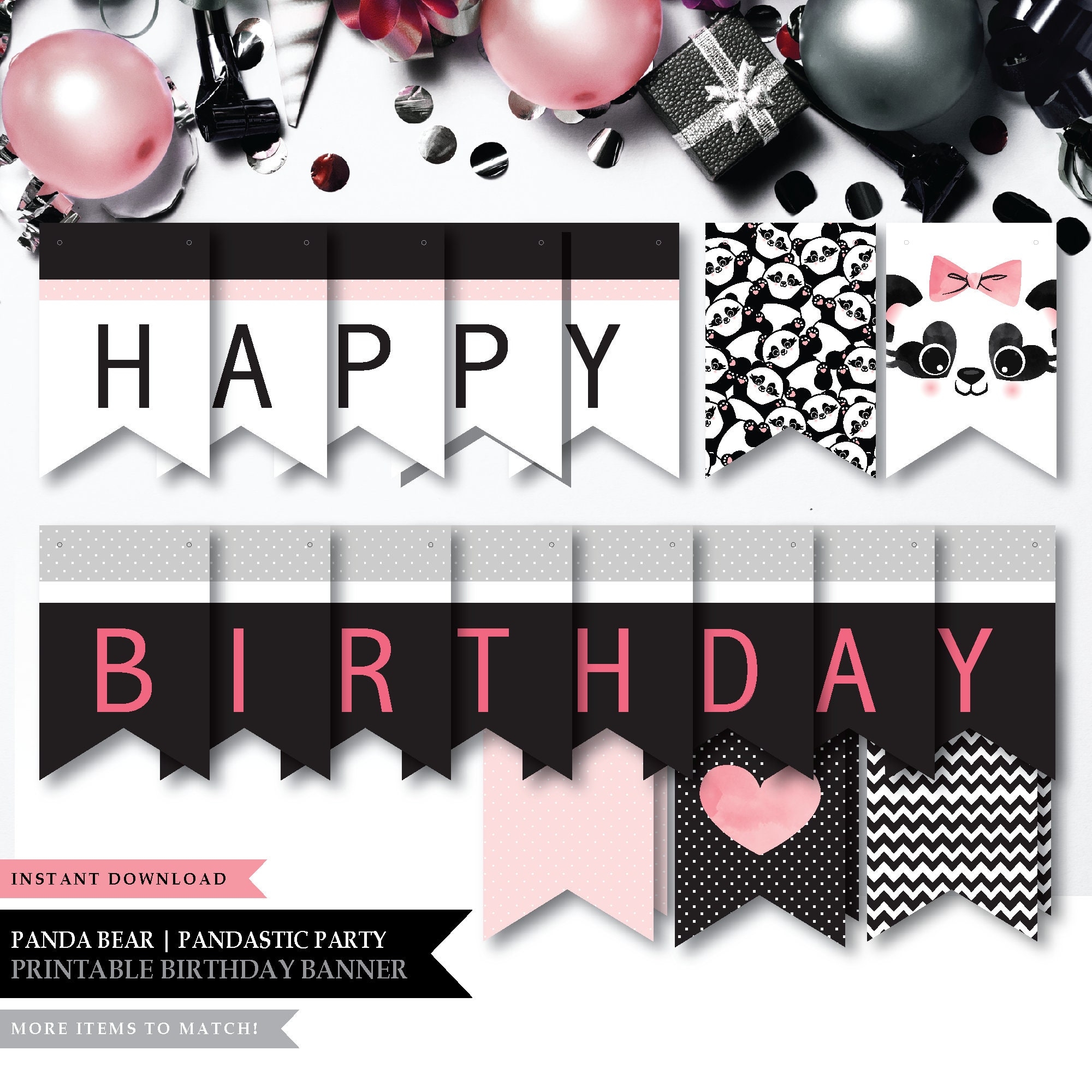 Panda Birthday Banner Printable