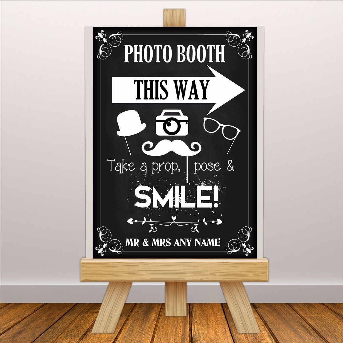 Personalised Vintage Wedding PHOTO BOOTH Sign Banner Print N113 Chalkboard Style EBay