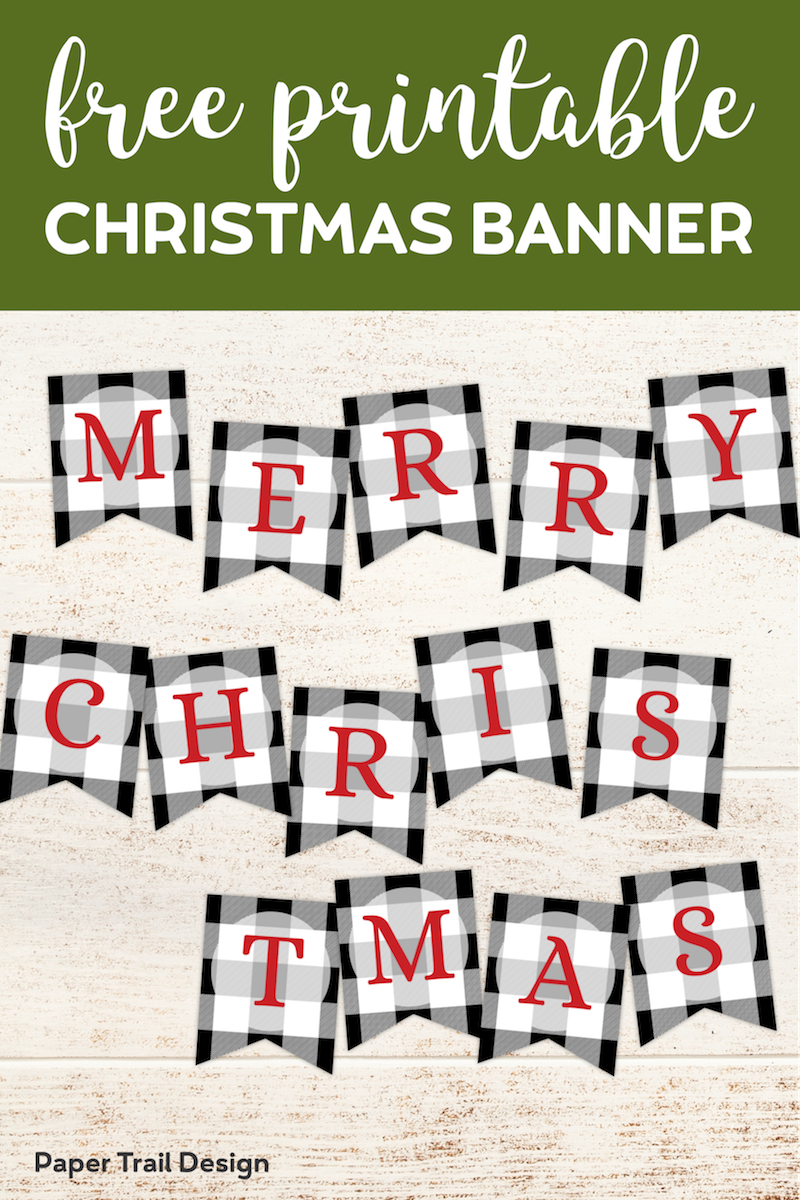 Plaid Christmas Banner Letters Printable Paper Trail Design