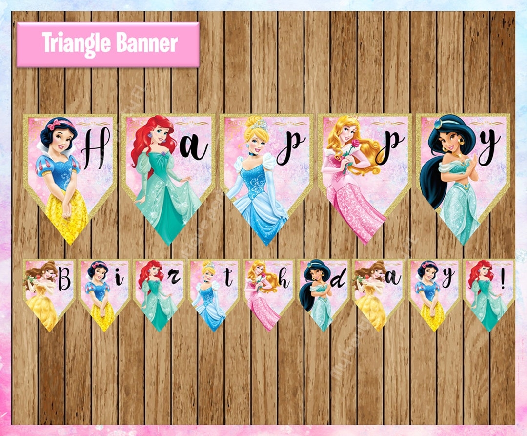Princess Banner Printable Princess Triangle Banner Princess Party Banner Instant Download Etsy