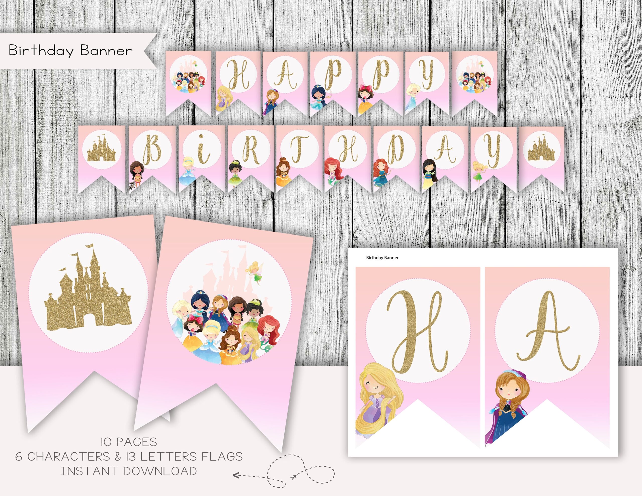 princess birthday printable banner
