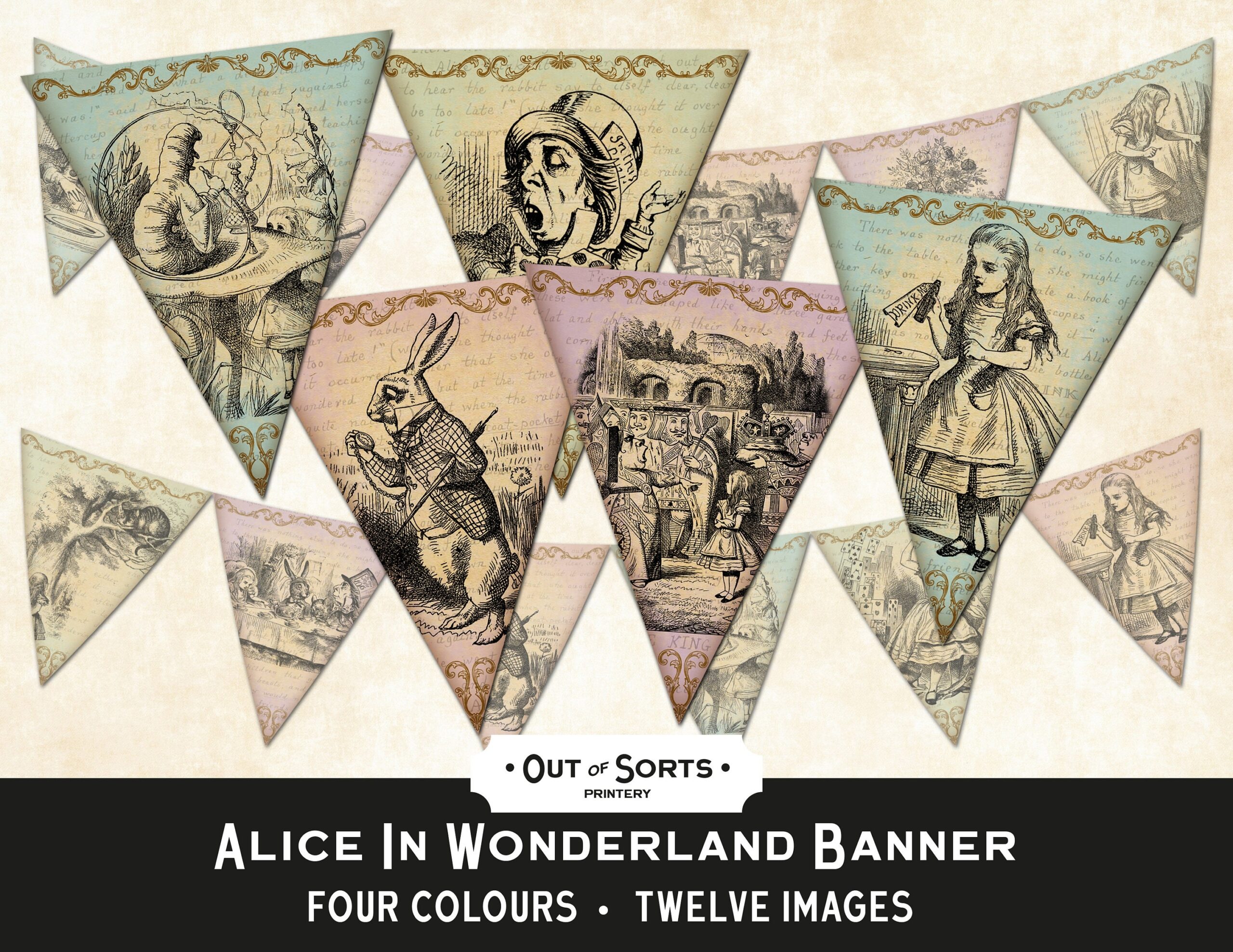 Printable Alice In Wonderland Banner Alice Banner Alice Bunting Alice Party Decoration Alice Party Printable Alice Birthday Decor Etsy